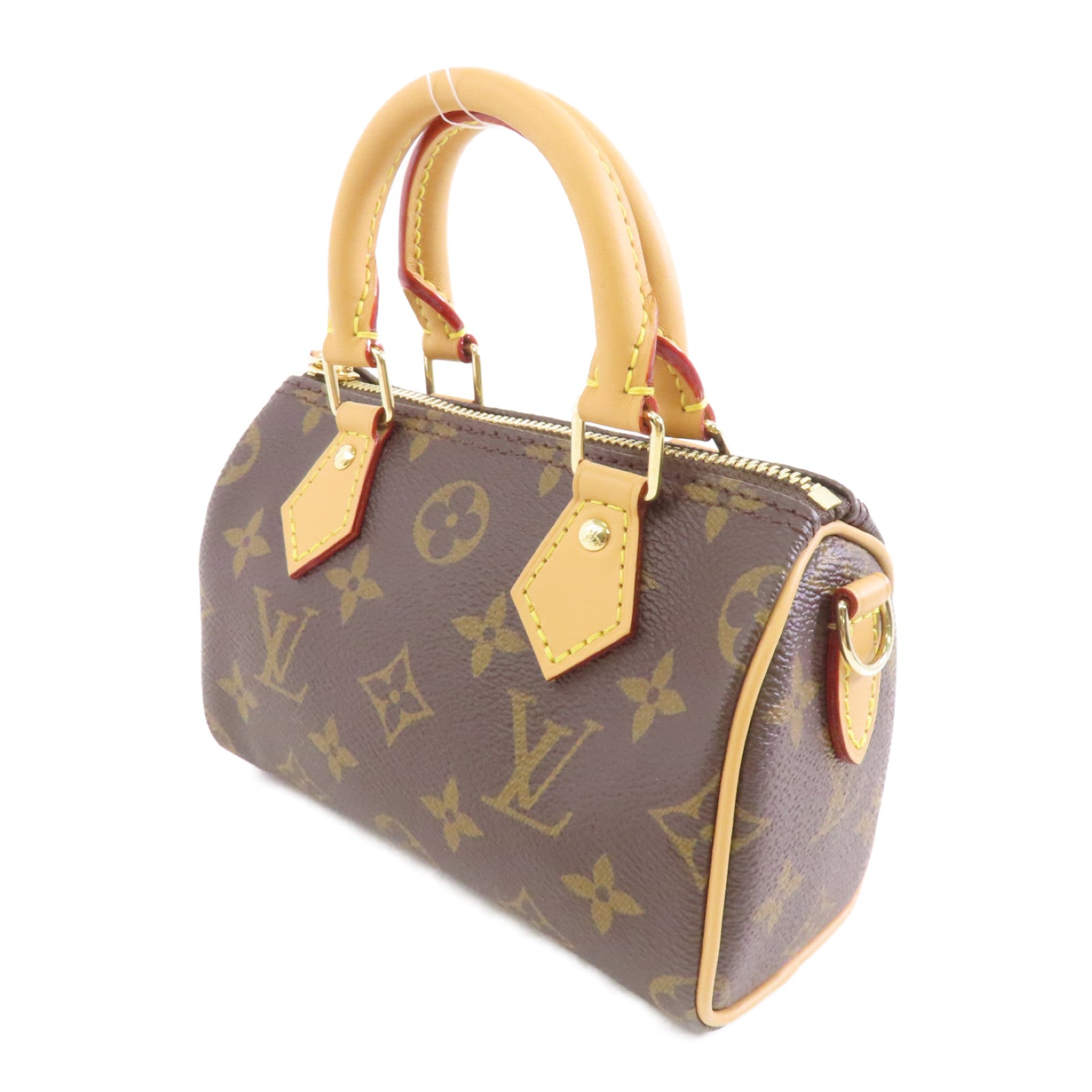 LOUIS VUITTON Monogram Nano Speedy金扣手挽肩背兩用袋啡色