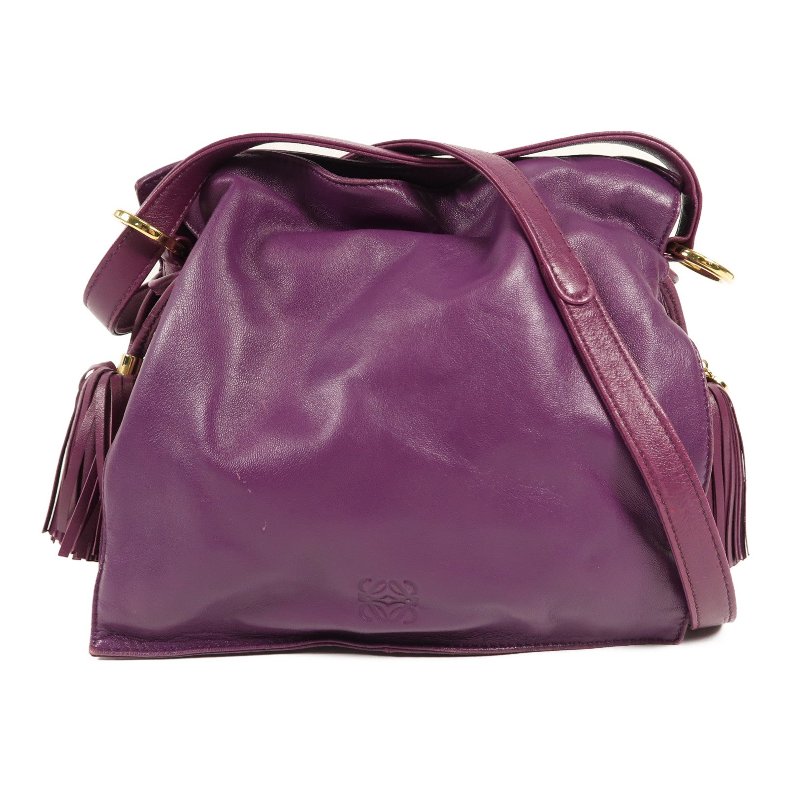 LOEWE GHW Shoulder Bag Lambskin Leather Purple