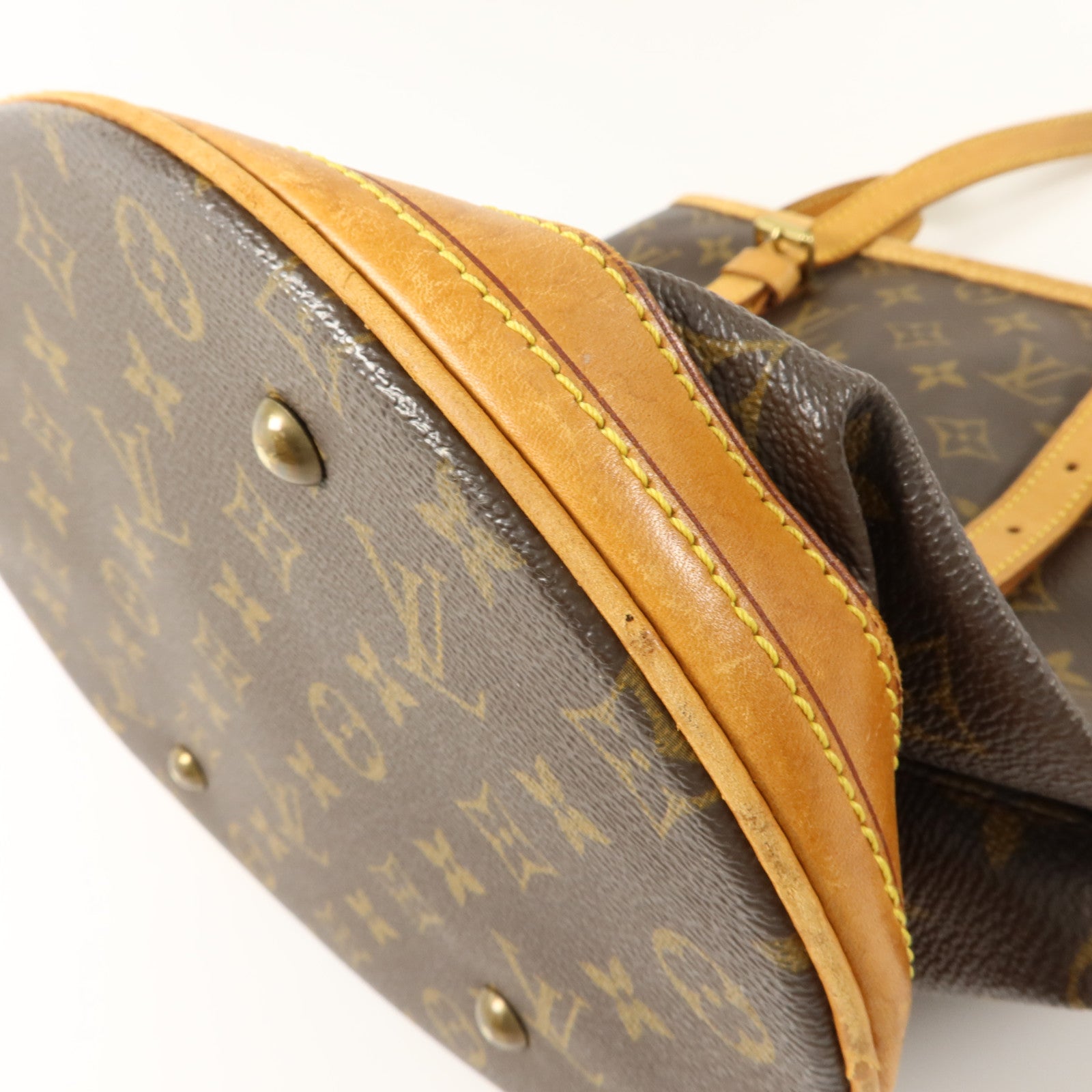 LOUIS VUITTON Monogram Bucket GM金扣手挽袋棕色