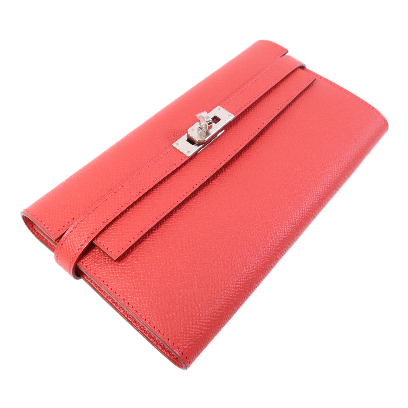 HERMES 【激減優惠】Epsom皮革Kelly Long Wallet銀扣長錢包Bougainvillea