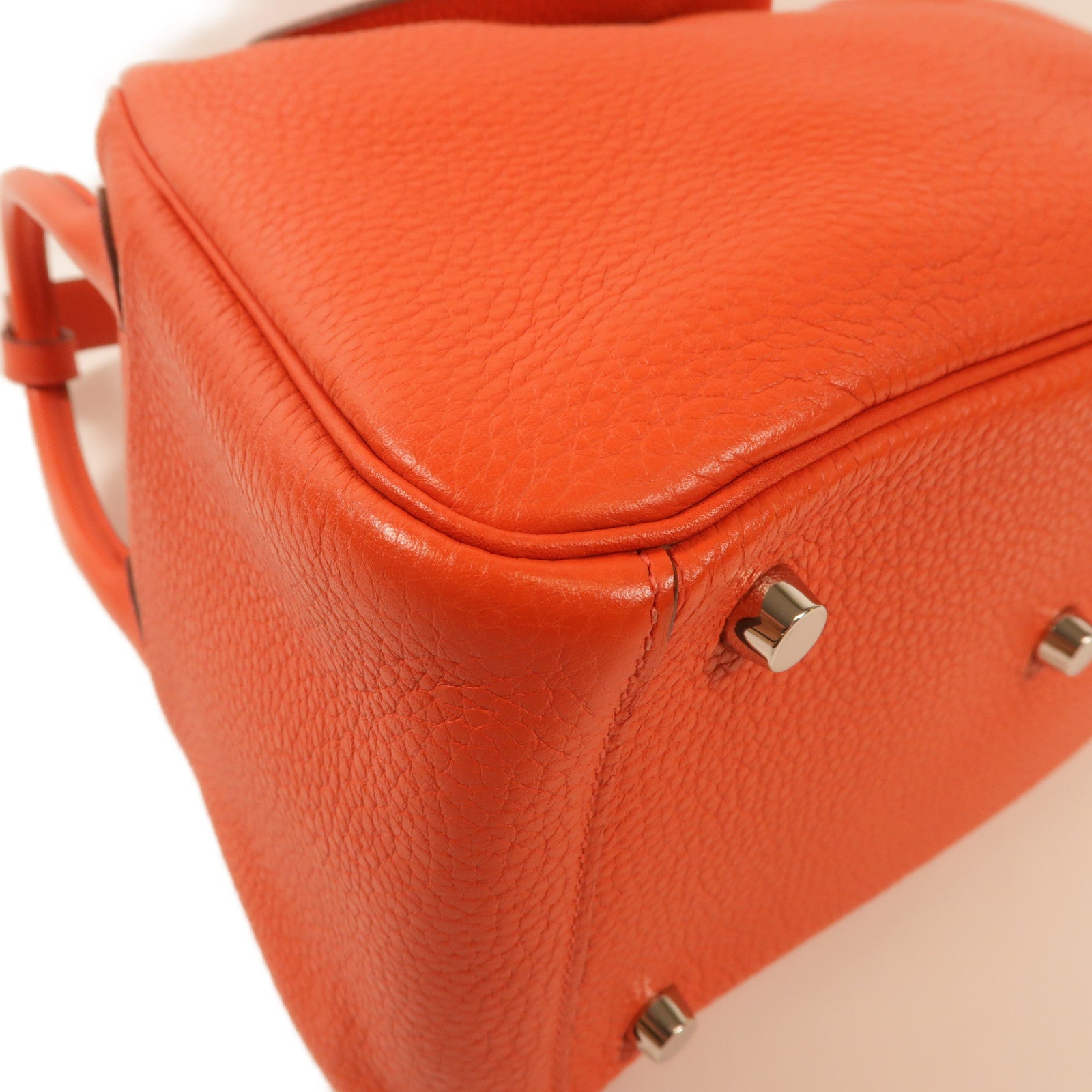 HERMES Clemence皮革Lindy 26銀扣手挽肩背兩用袋Rose Jaipur