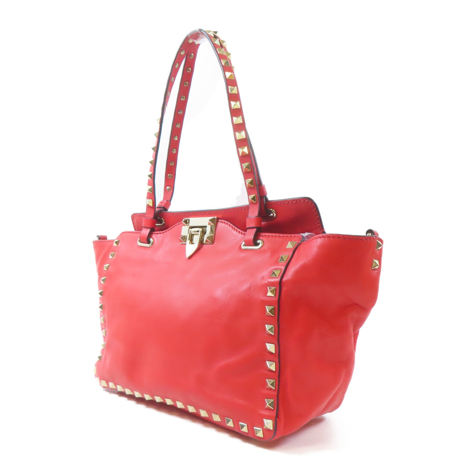 Valentino 牛皮皮革2 Way Shoulder Bag金扣手挽肩背兩用袋紅色