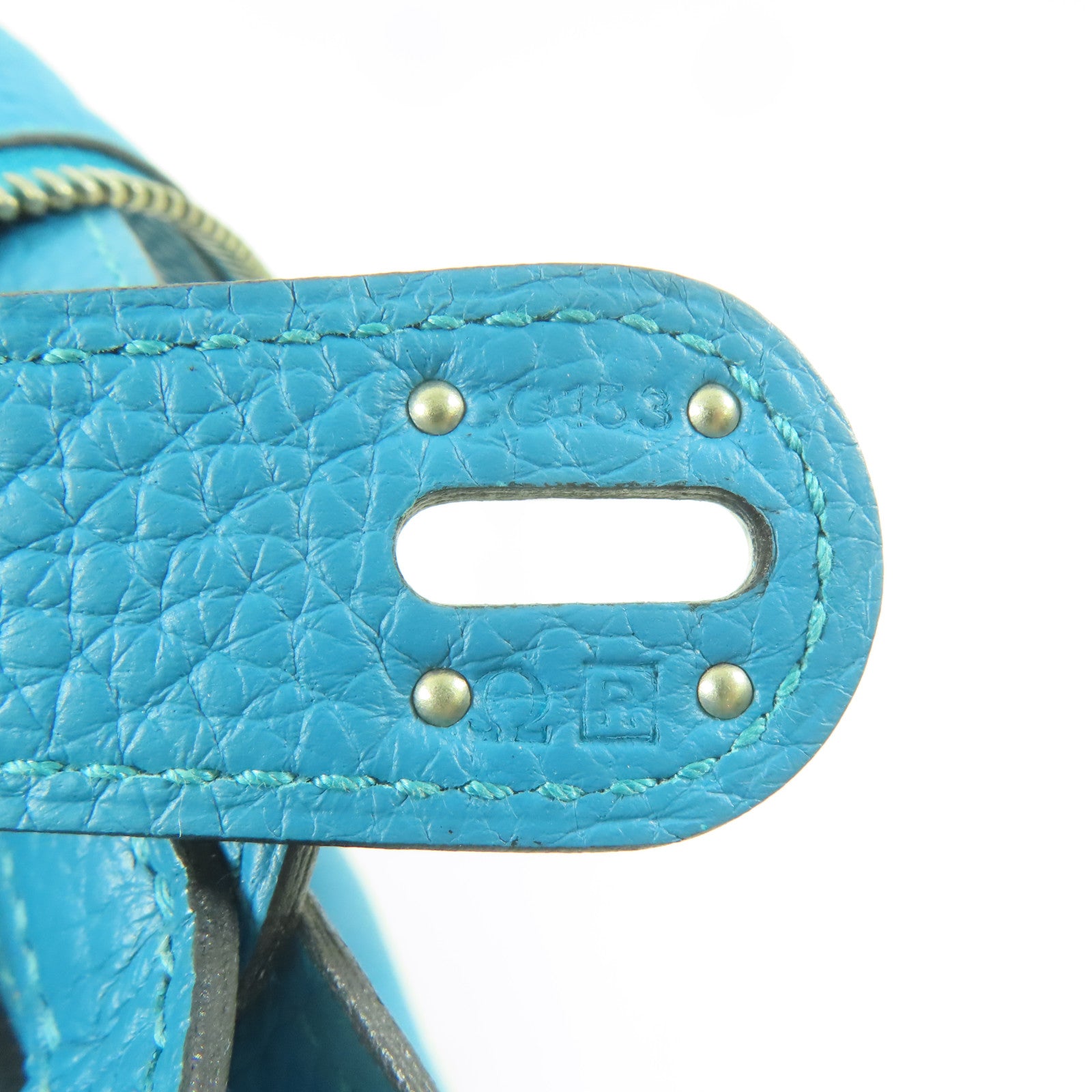 HERMES Clemence皮革Lindy 30銀扣手挽肩背兩用袋Turquoise/綠松石色