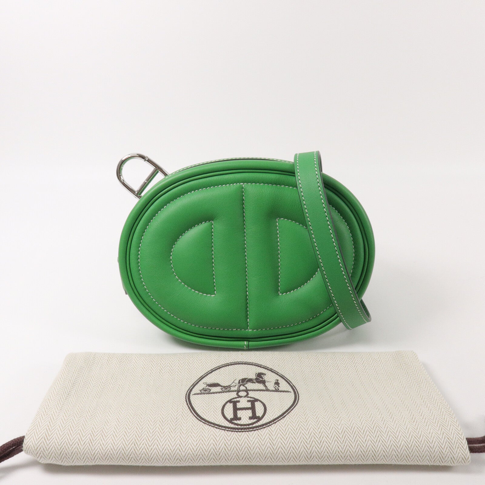 HERMES Swift皮革In The Loop Belt Bag腰包Bamboo/Bleu Brume