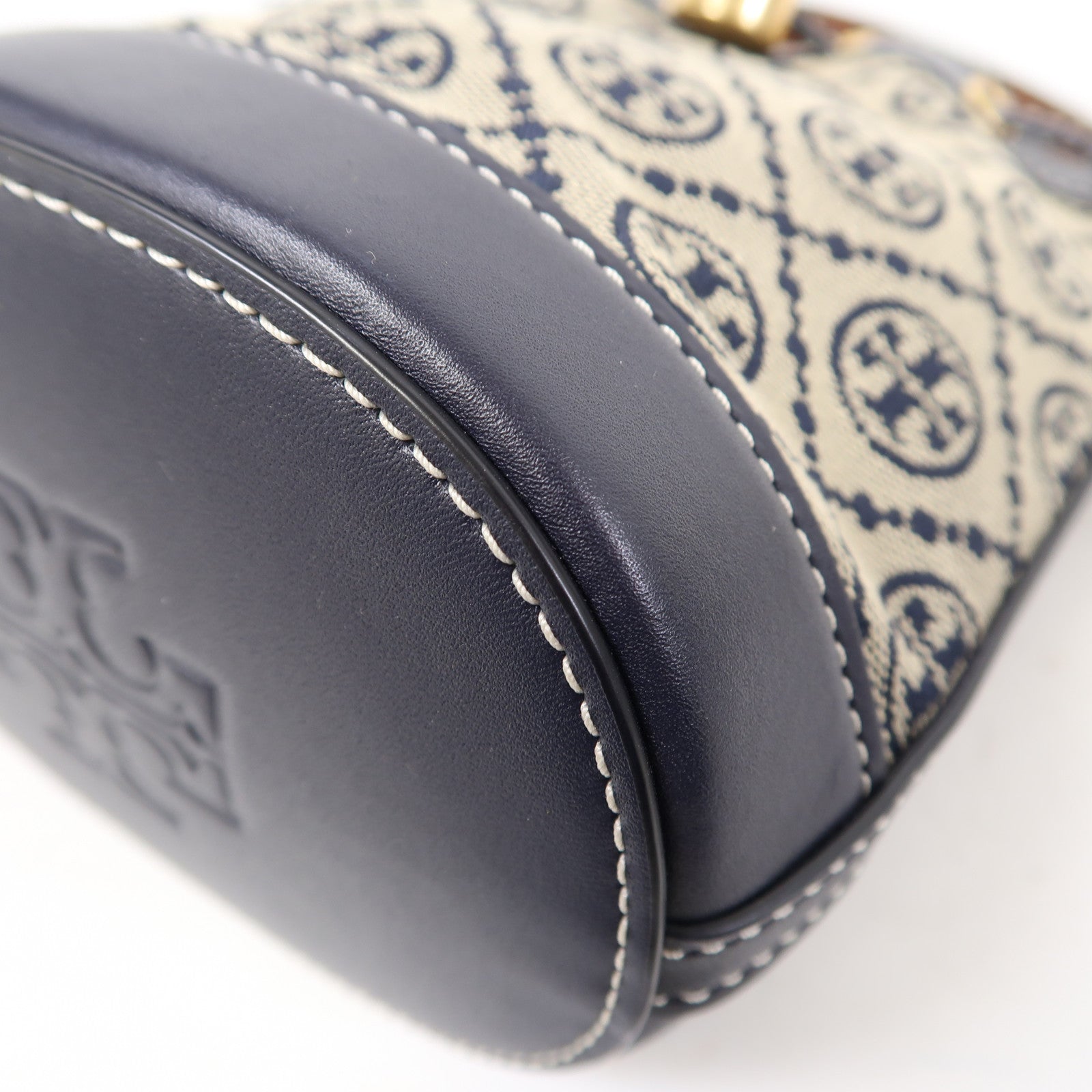 Tory Burch 帆布Shoulder Bag金扣手挽肩背兩用袋藍色