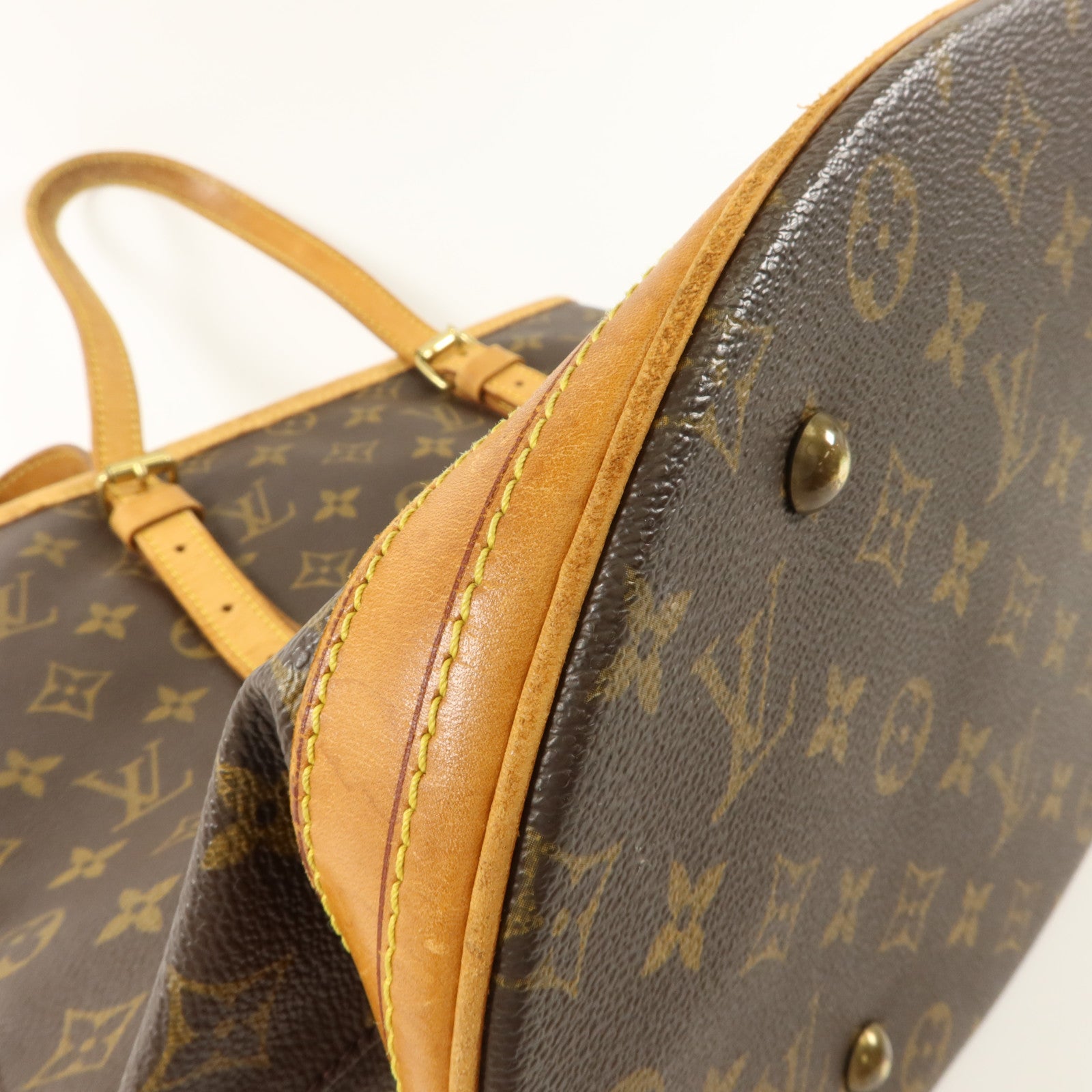 LOUIS VUITTON Monogram Bucket GM金扣手挽袋棕色