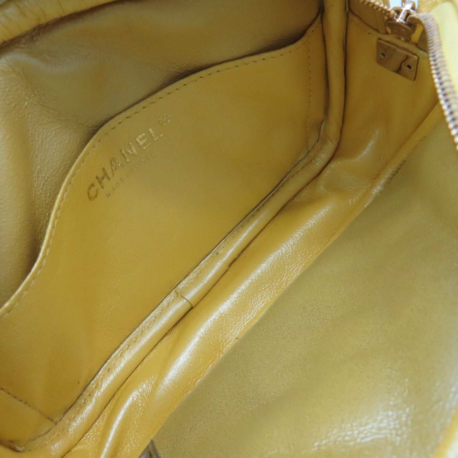 CHANEL 【激減優惠】菱格Caviar皮革Chain Shoulder Bag金扣鏈帶肩背袋黃奶色