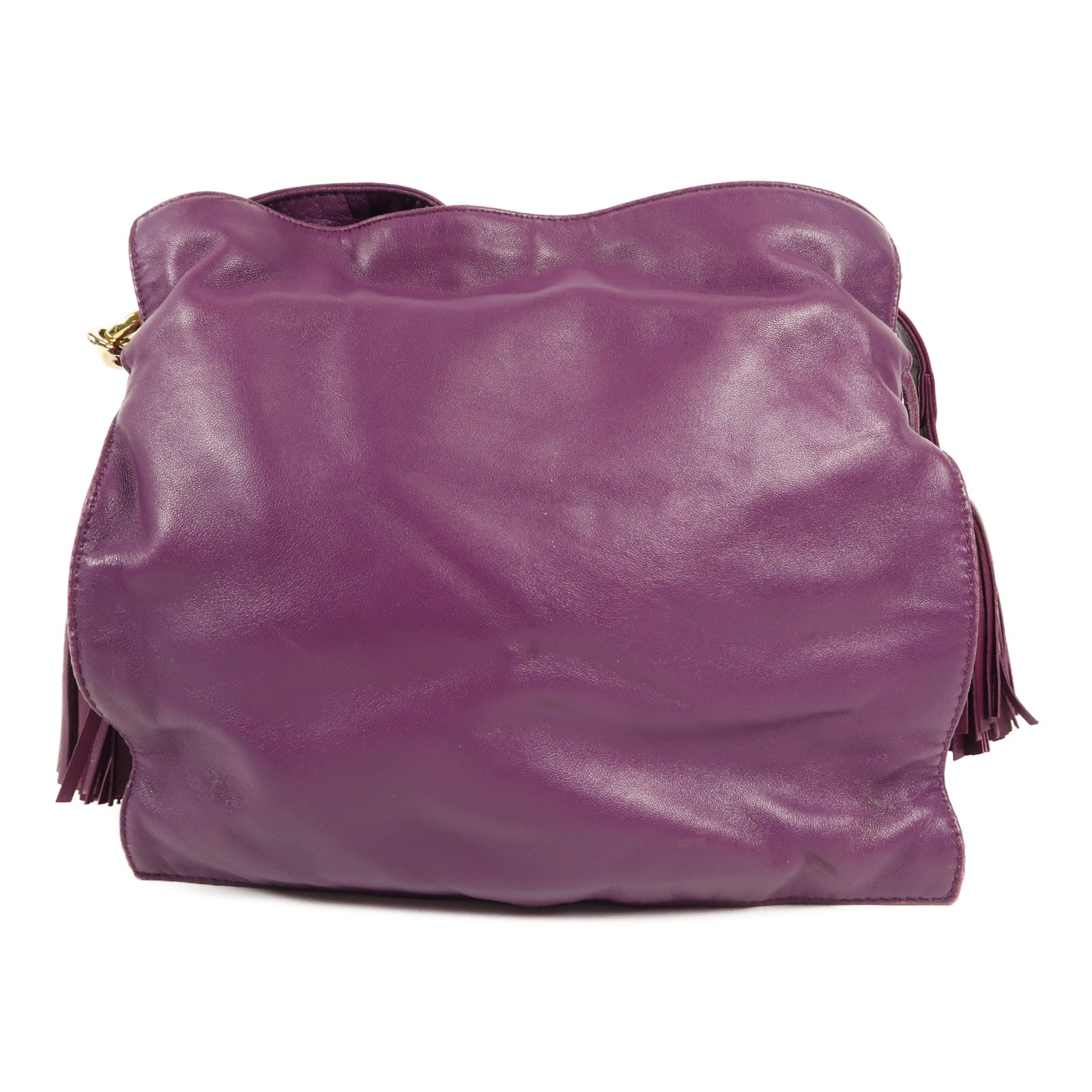 LOEWE GHW Shoulder Bag Lambskin Leather Purple