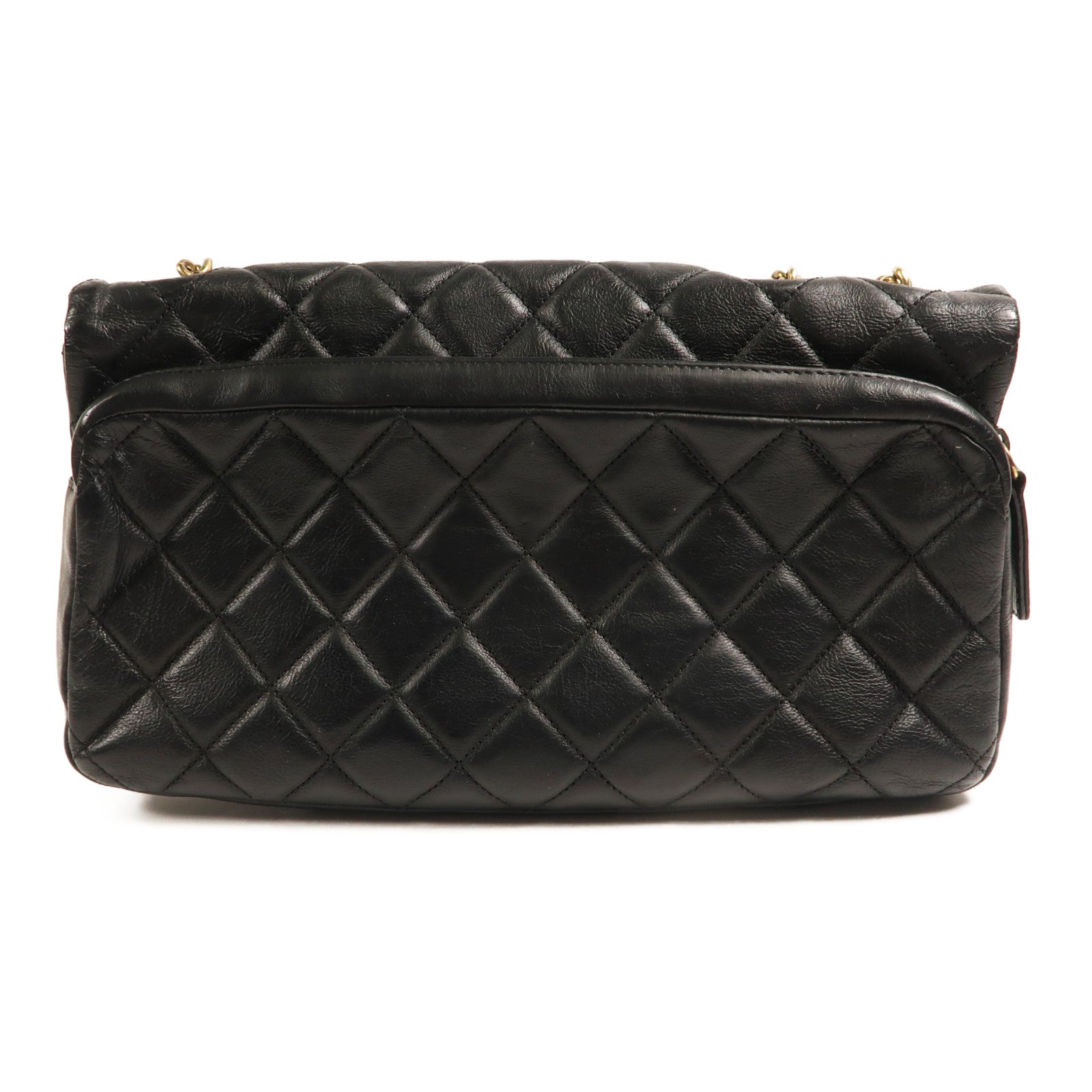 CHANEL 牛皮皮革Shoulder Bag金扣肩背袋黑色