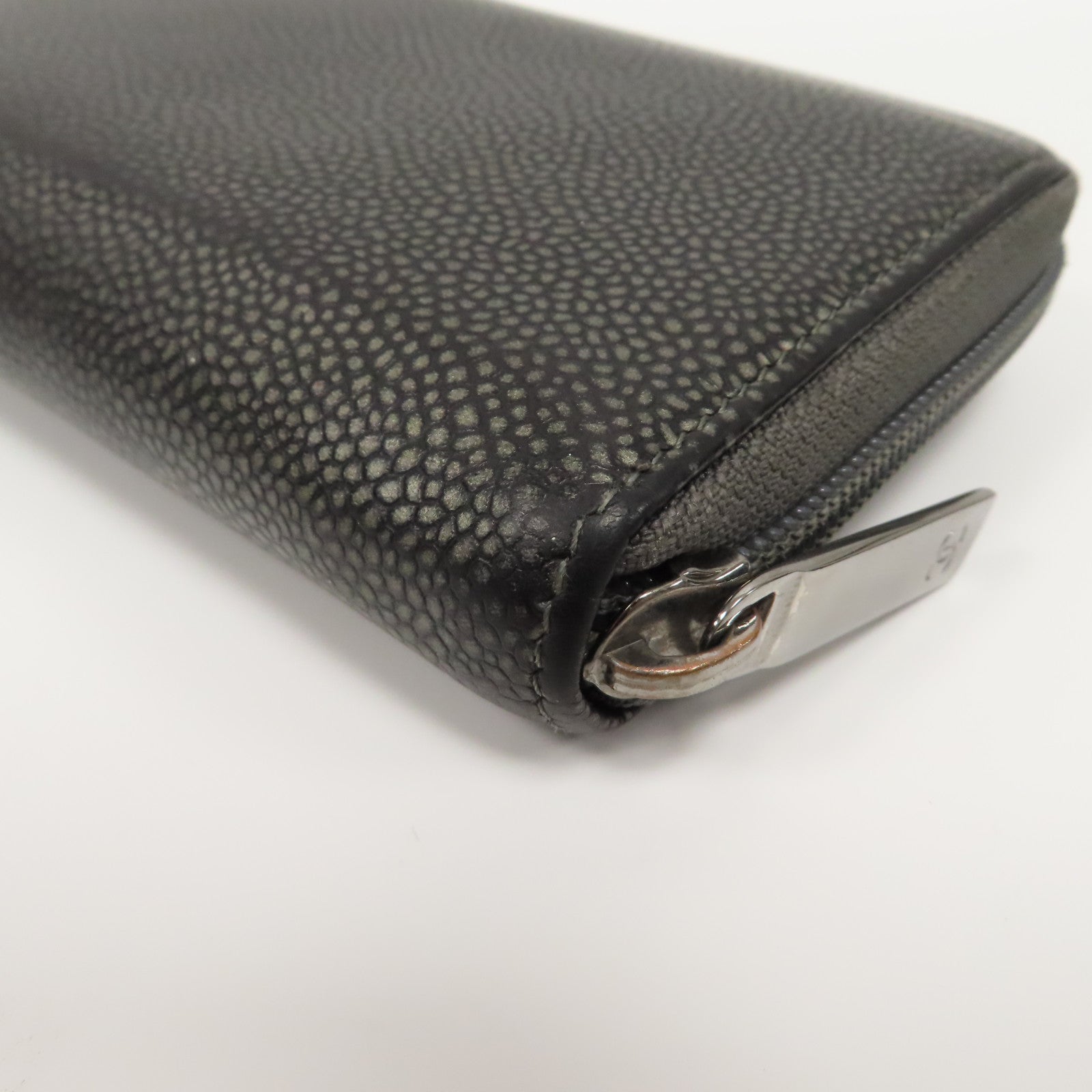 CHANEL 【激減優惠】皮革Zipper Long Wallet銀扣拉鍊長錢包銀色/灰色