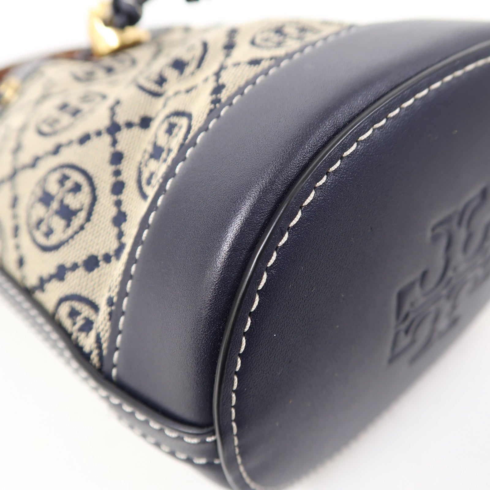 Tory Burch 帆布Shoulder Bag金扣手挽肩背兩用袋藍色