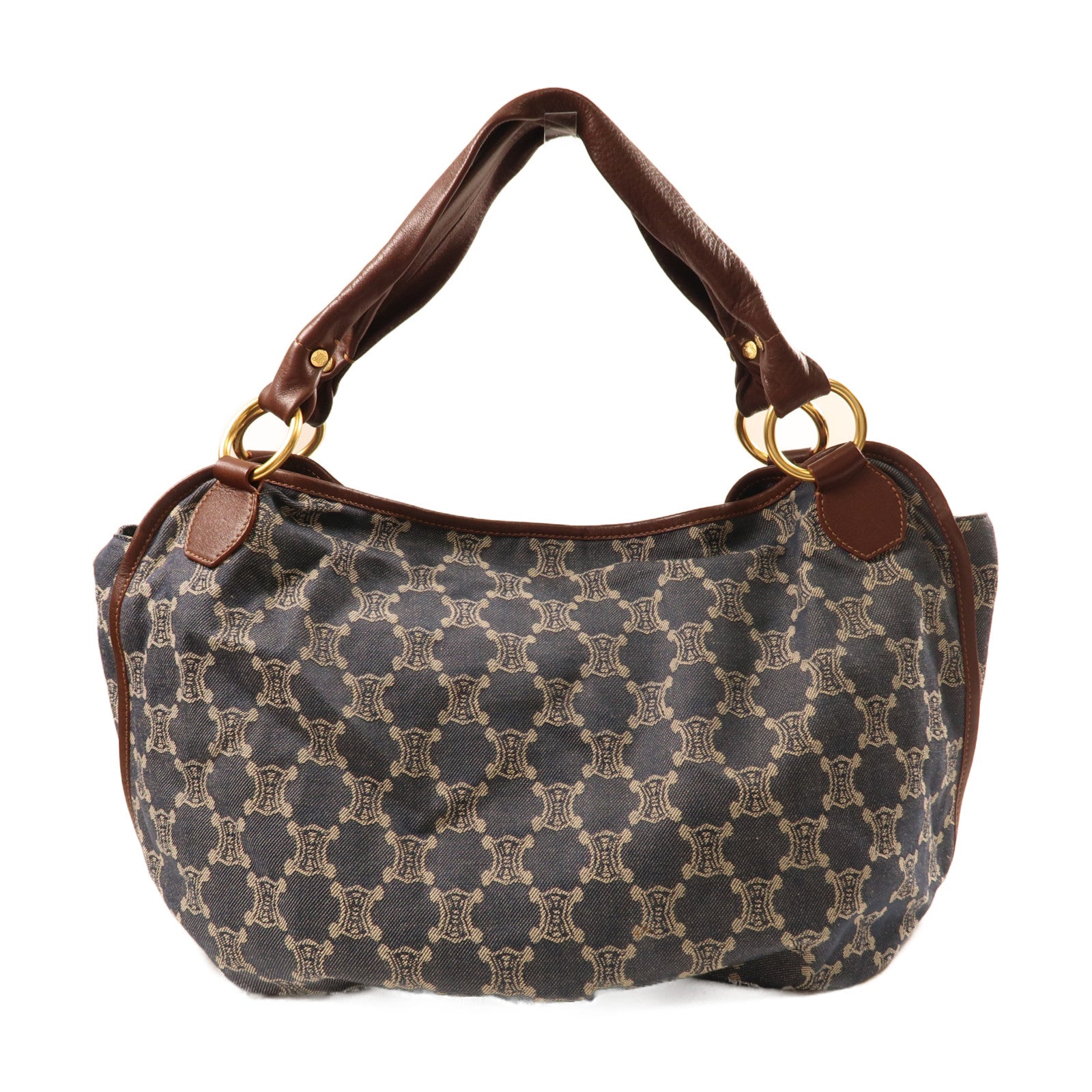 CELINE GHW Shoulder Bag Denim Leather Blue