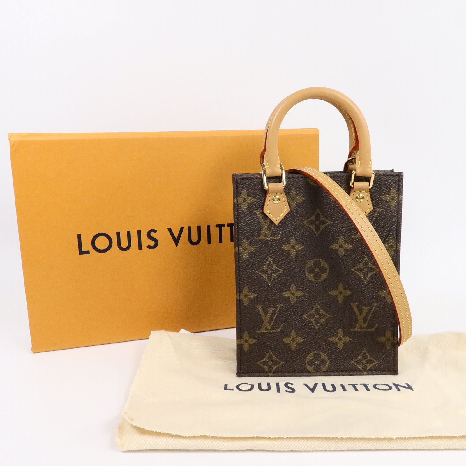 LOUIS VUITTON Monogram Petit Sac Plat手挽肩背兩用袋