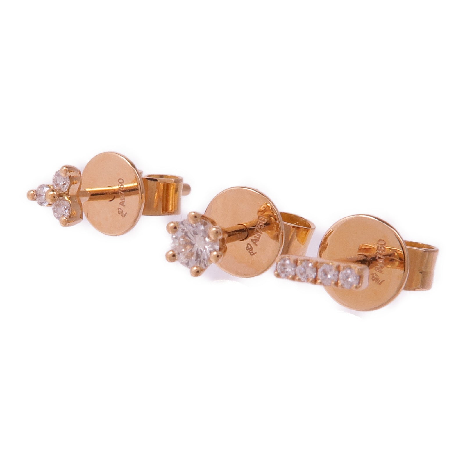 JEWELRY 18K玫瑰金Diamond Earrings Set of 3鑽石耳環