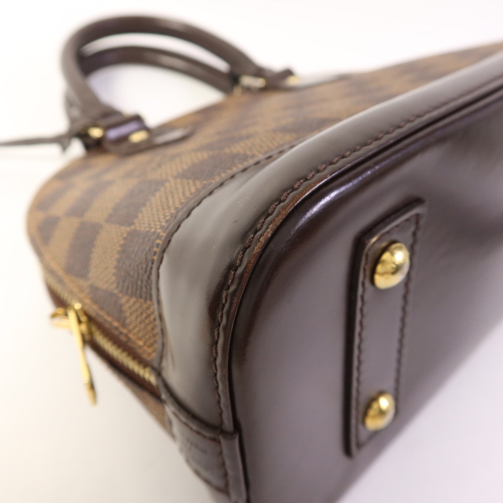 LOUIS VUITTON Damier Alma BB金扣手挽肩背兩用袋棕色