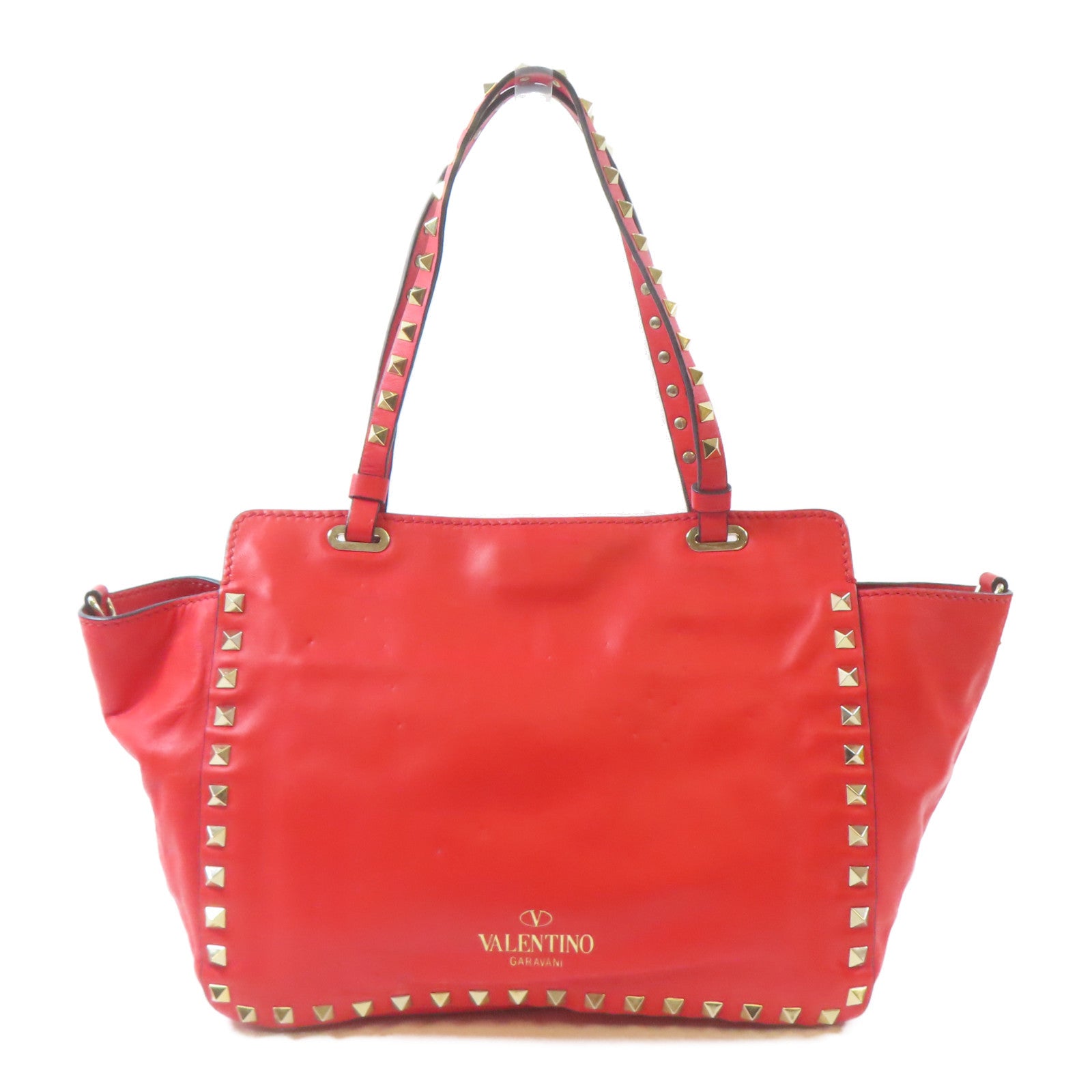 Valentino 牛皮皮革2 Way Shoulder Bag金扣手挽肩背兩用袋紅色