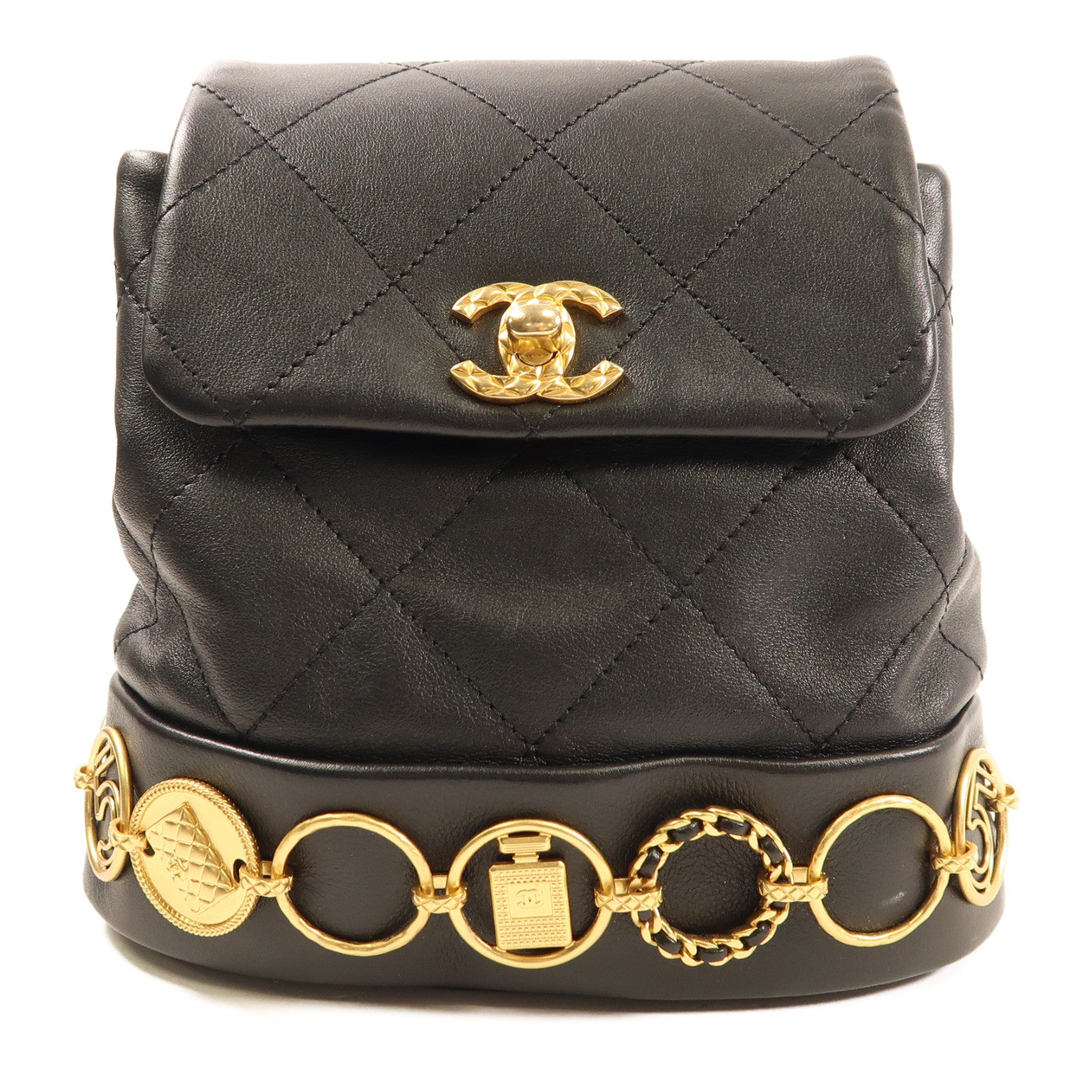 CHANEL 【激減優惠】羊皮皮革金扣Rucksack AS4275鏈帶背包