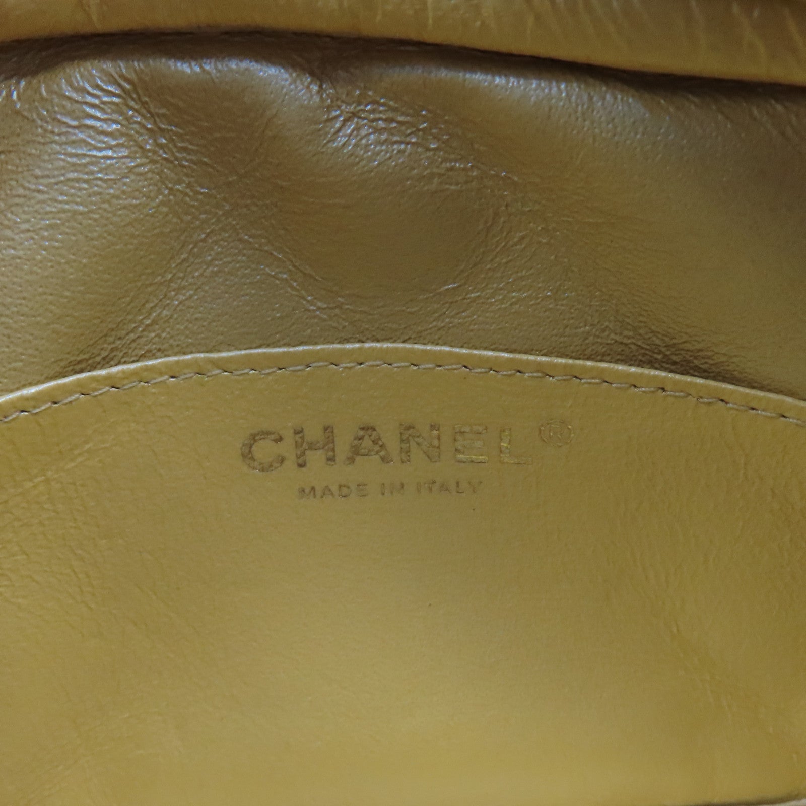 CHANEL 【激減優惠】菱格Caviar皮革Chain Shoulder Bag金扣鏈帶肩背袋黃奶色
