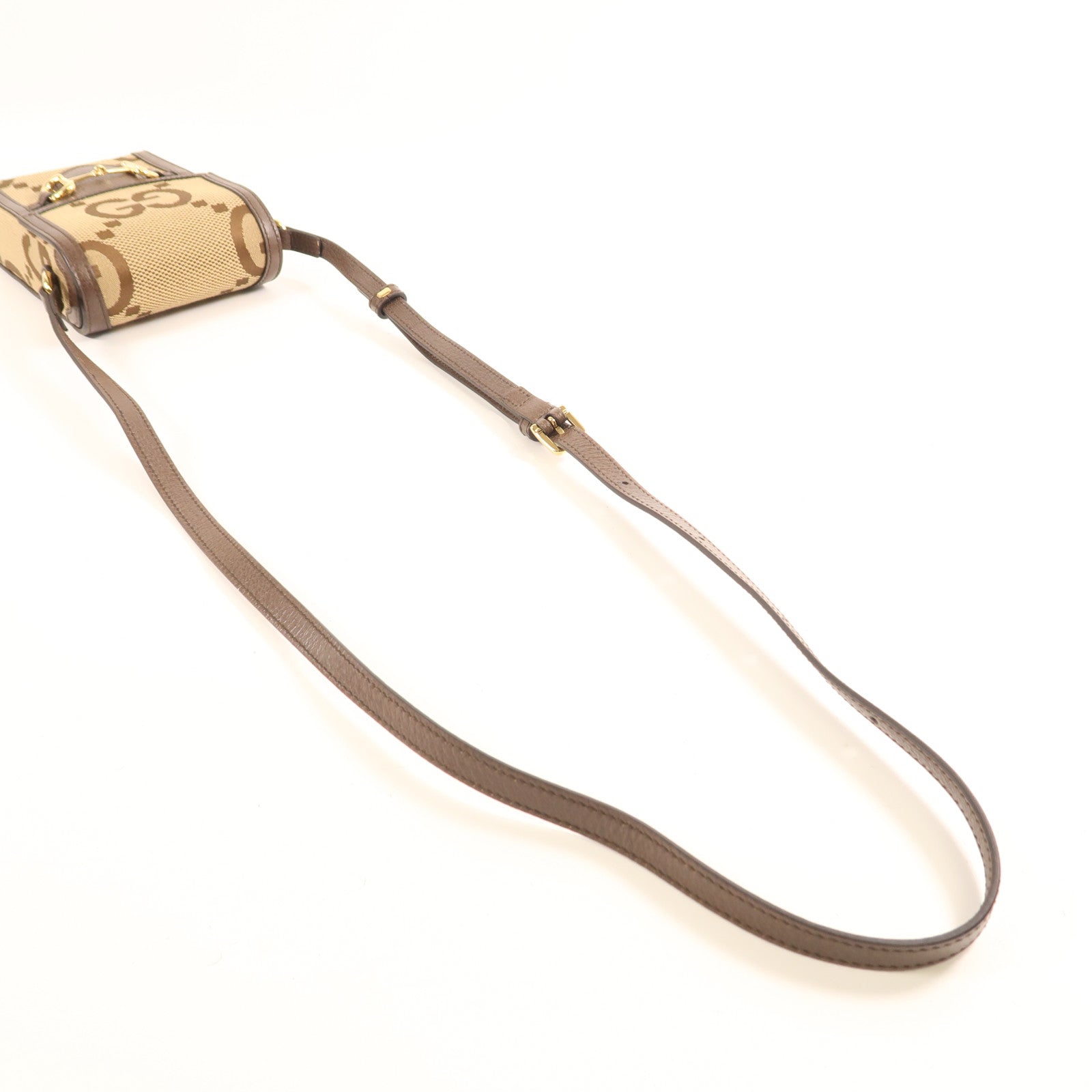 GUCCI GG GHW 1955 Horsebit Jumbo GG Shoulder Bag 625615 Canvas  Brown