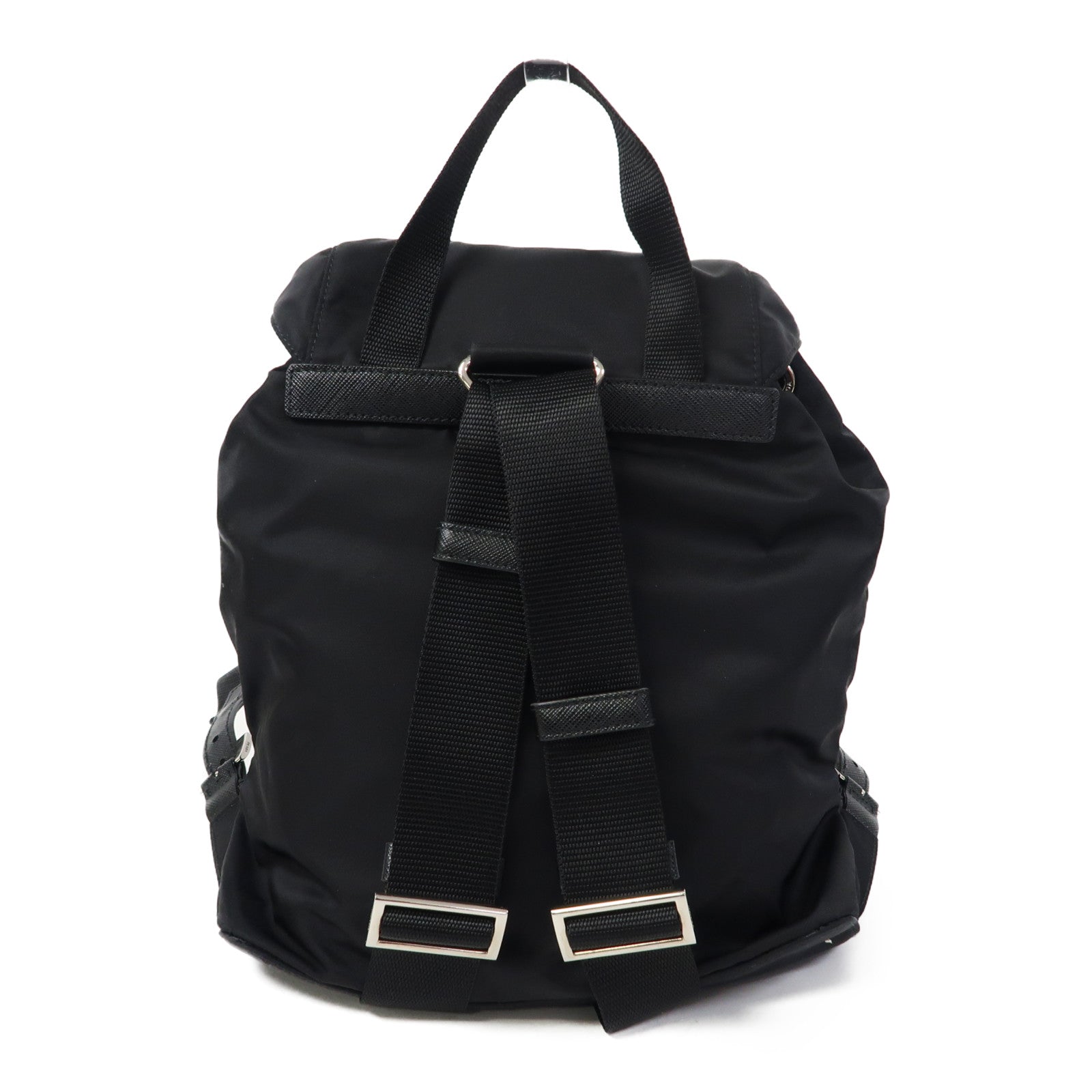 PRADA 尼龍Rucksack銀扣背包黑色