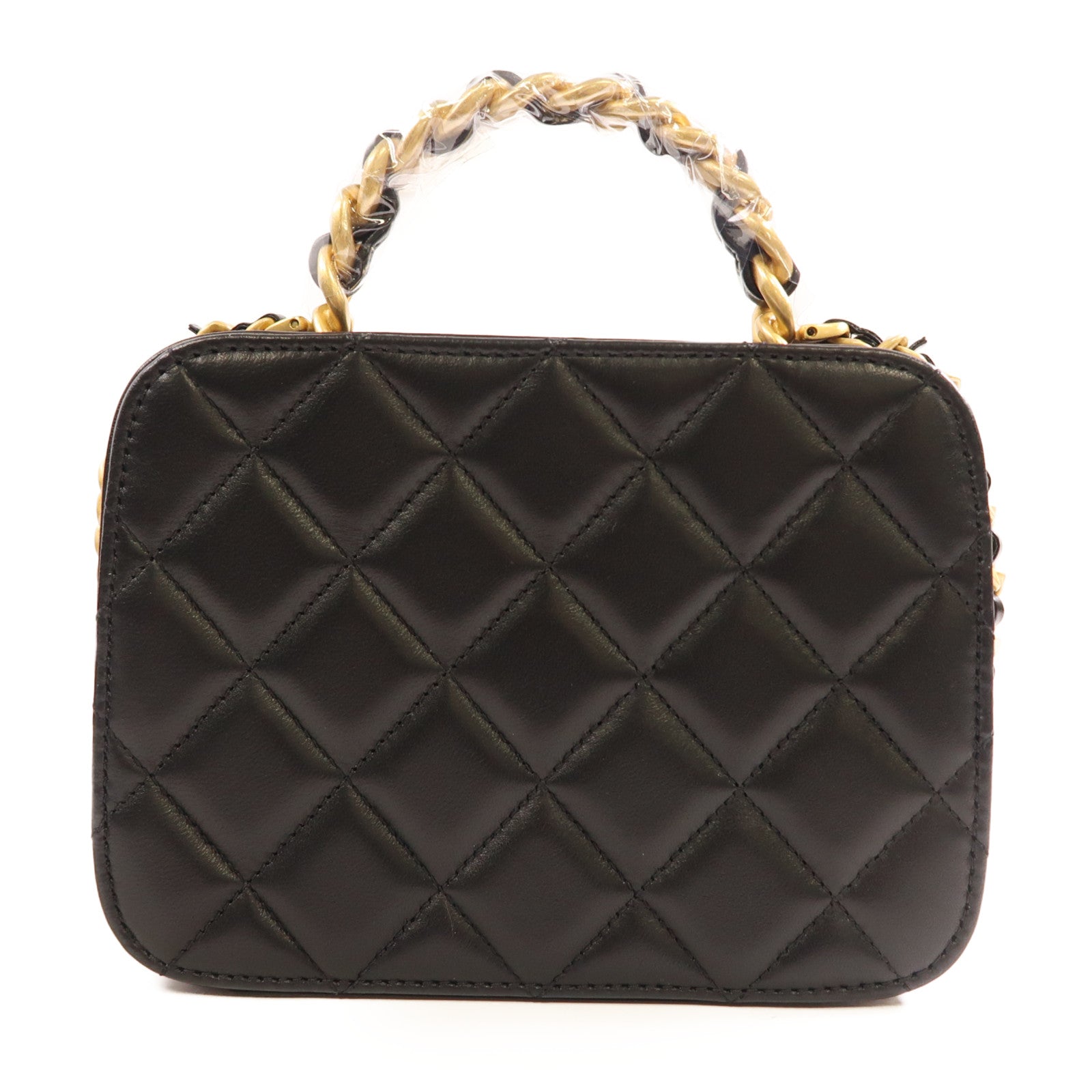 CHANEL 【激減優惠】羊皮皮革Vanity Case金扣鏈帶手挽肩背兩用袋