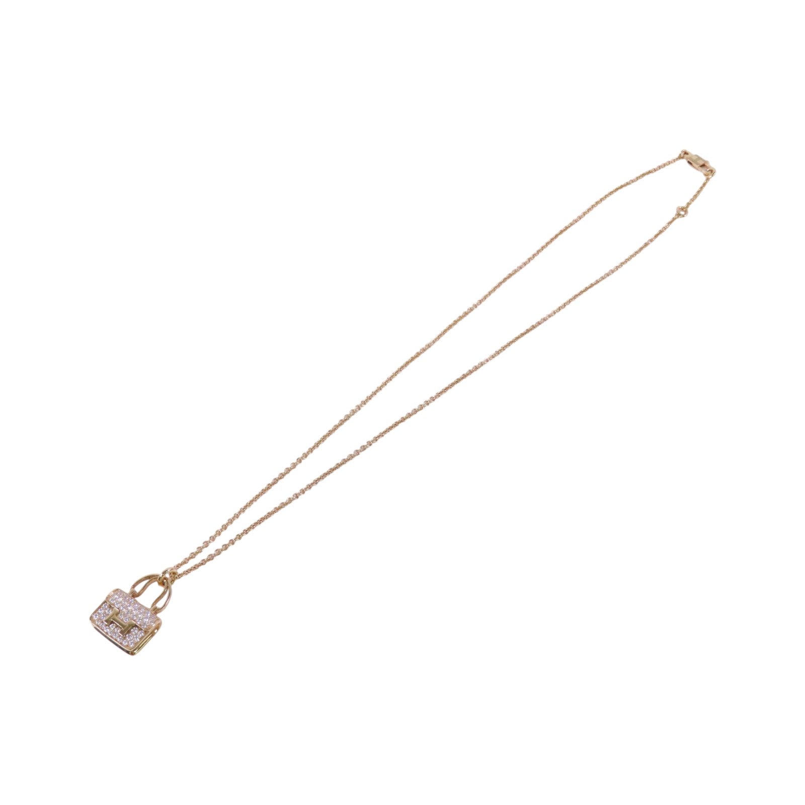 HERMES GHW Amulettes Constance Diamond Necklace 18K Rose Gold