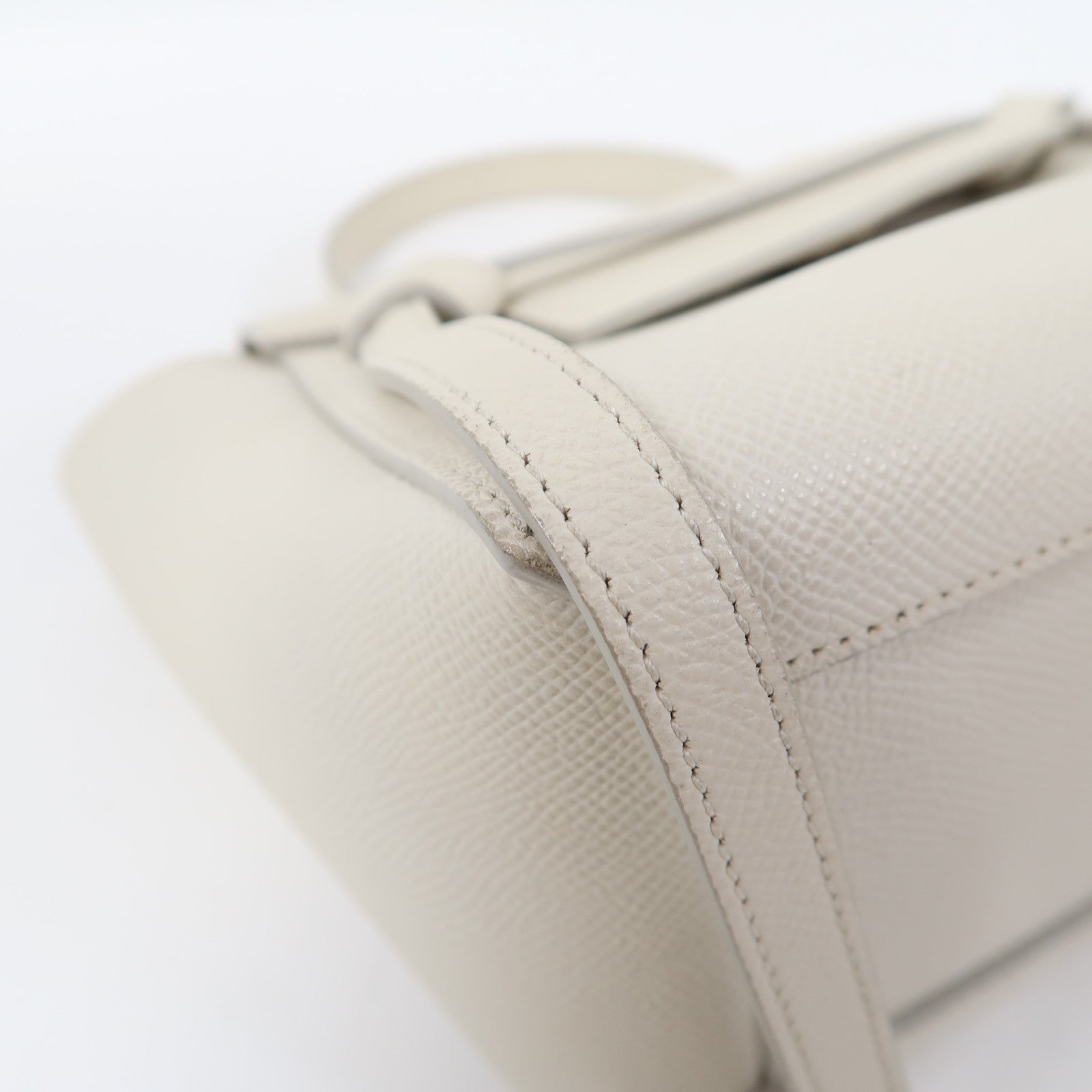 CELINE 牛皮皮革Hand Bag銀扣手挽肩背兩用袋米白色