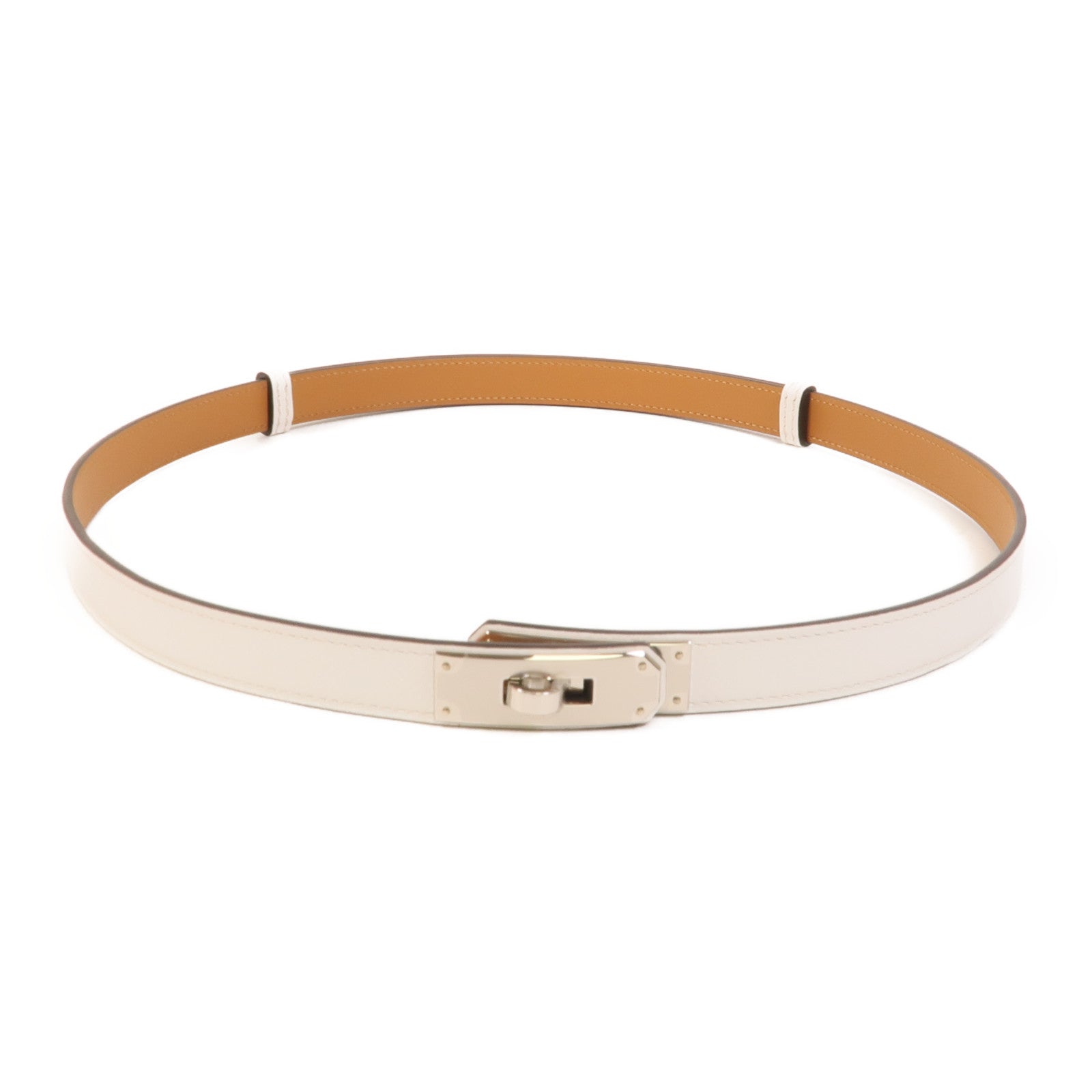 HERMES Epsom皮革Kelly 18 Belt皮帶White