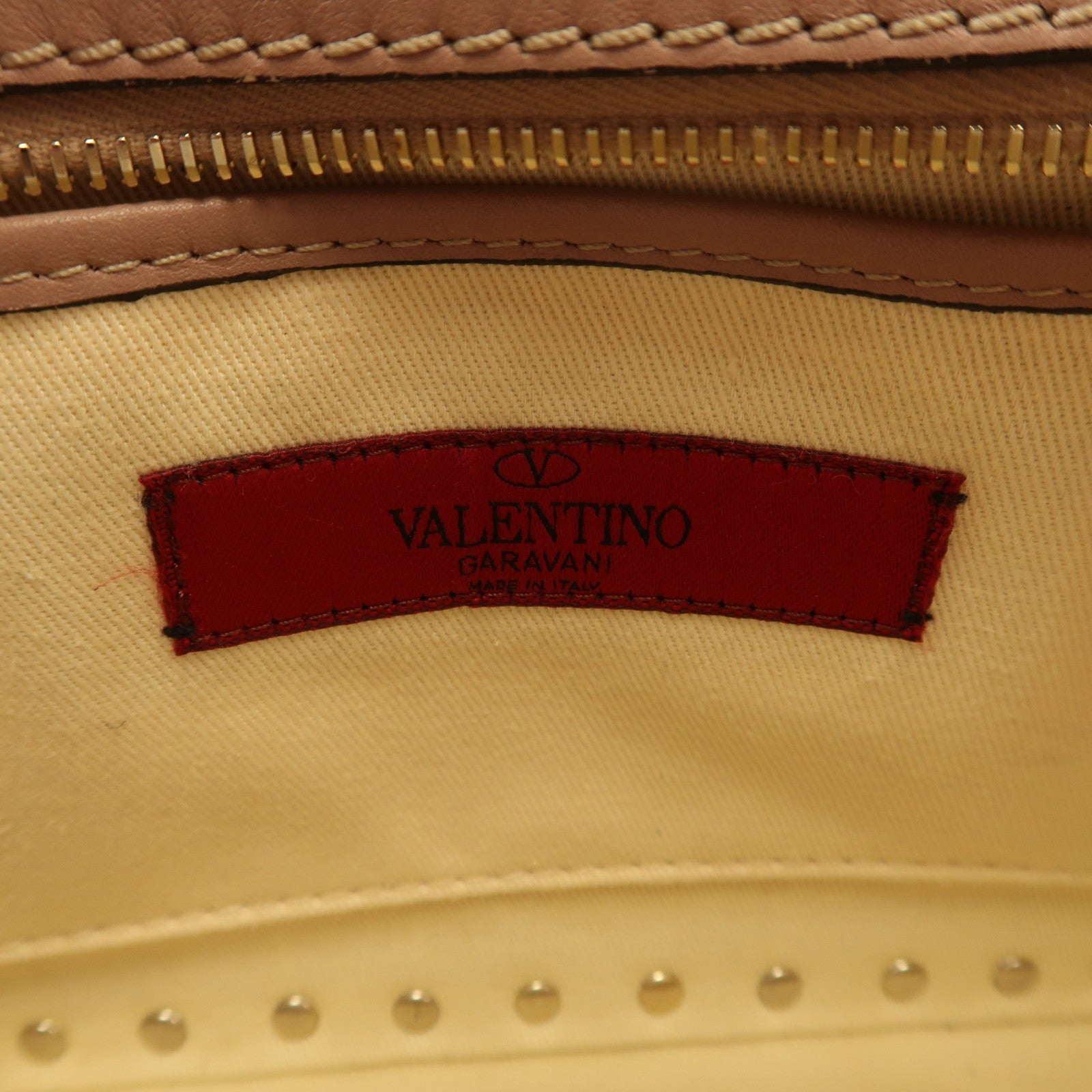 Valentino 牛皮皮革Garavani Rockstud金扣肩背袋粉紅色