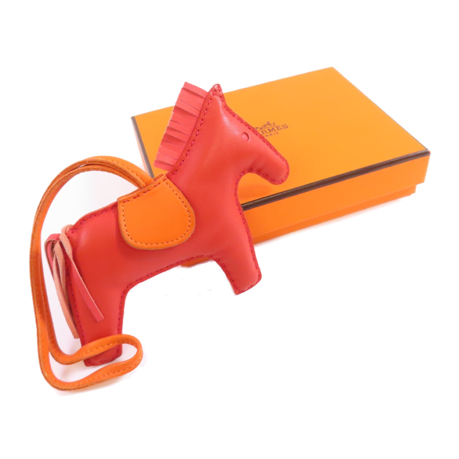 HERMES Swift皮革Redeo MM Charm掛飾橙色