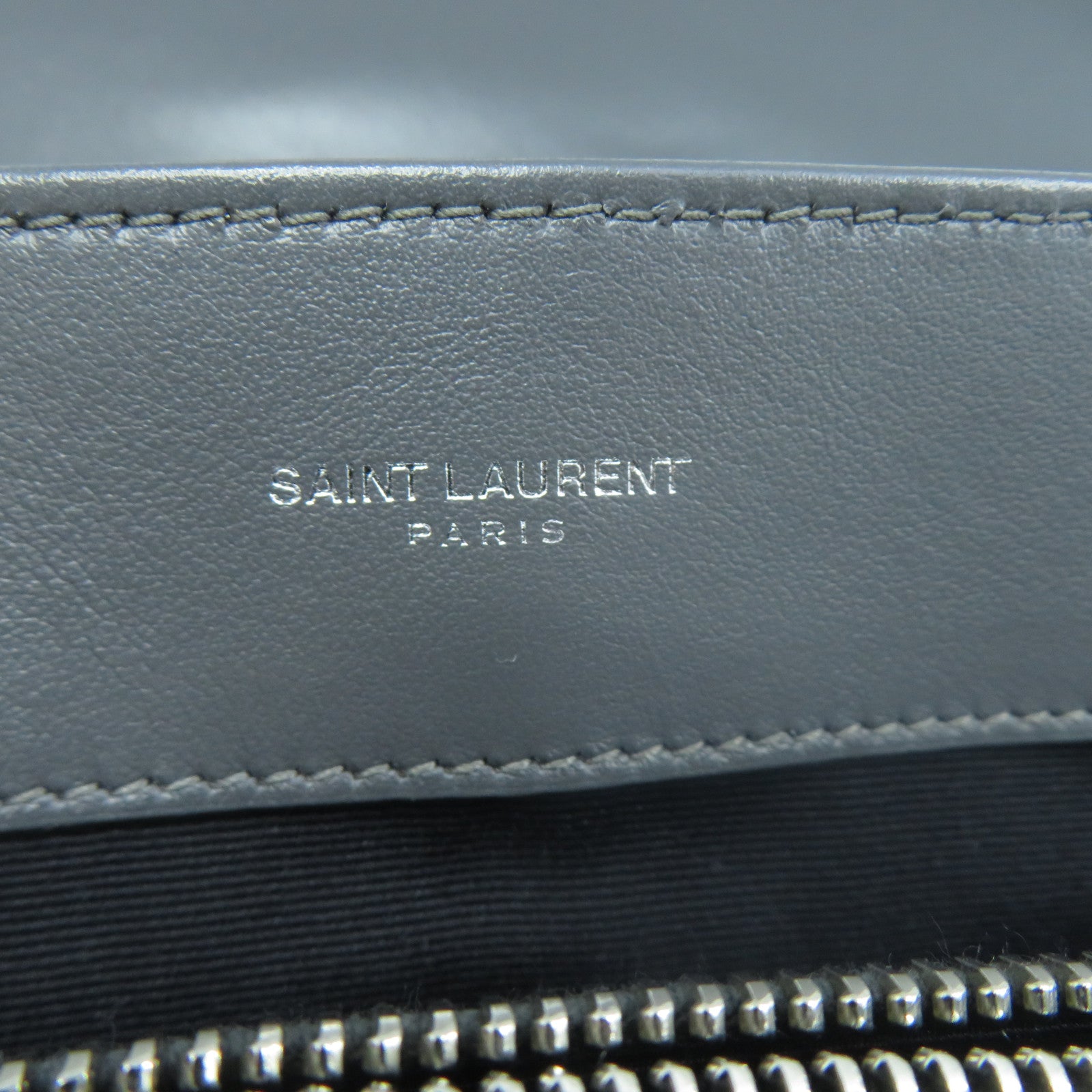 YVES SAINT LAURENT 【激減優惠】牛皮皮革2 Way Shoulder銀扣手挽肩背兩用袋灰色