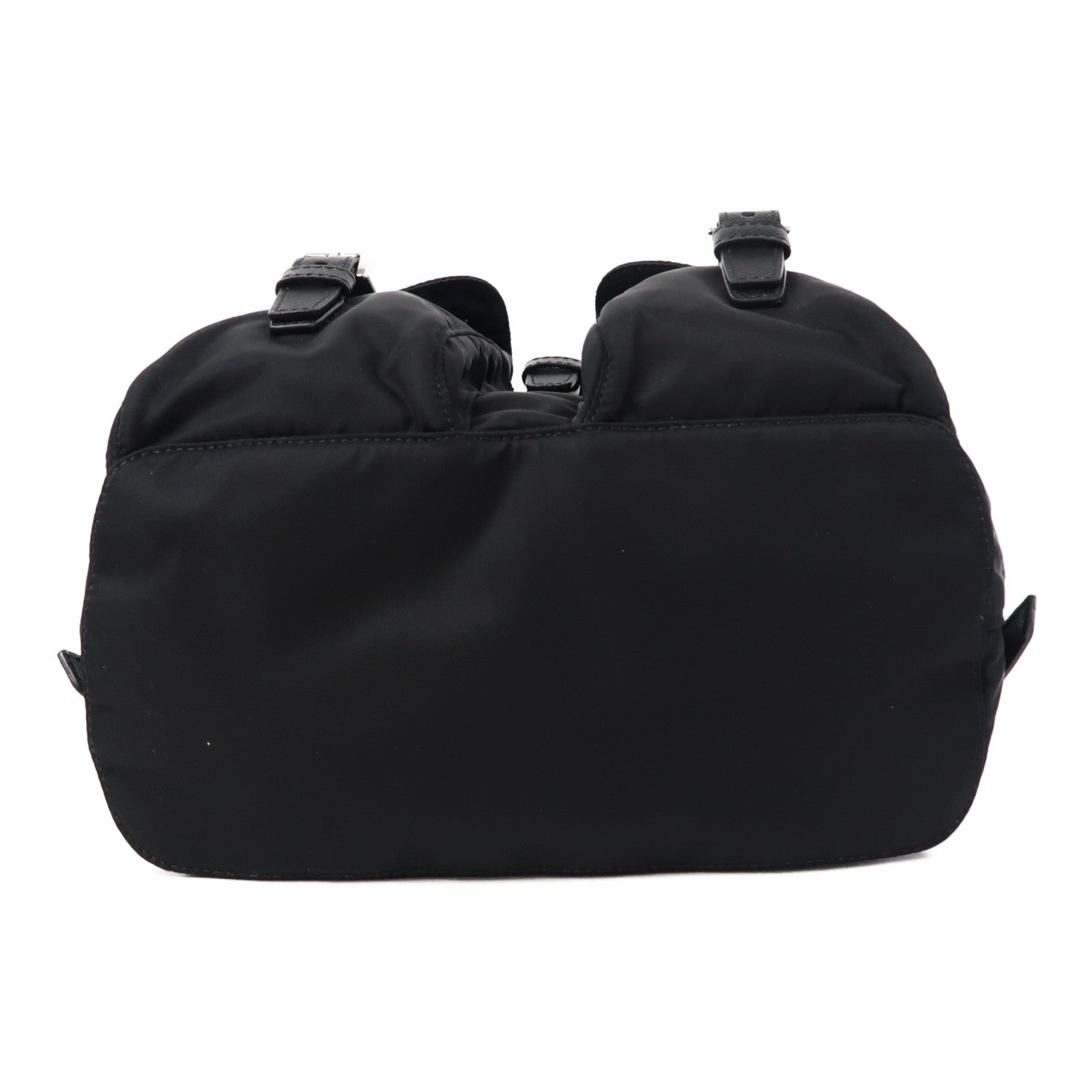 PRADA 尼龍Rucksack銀扣背包黑色