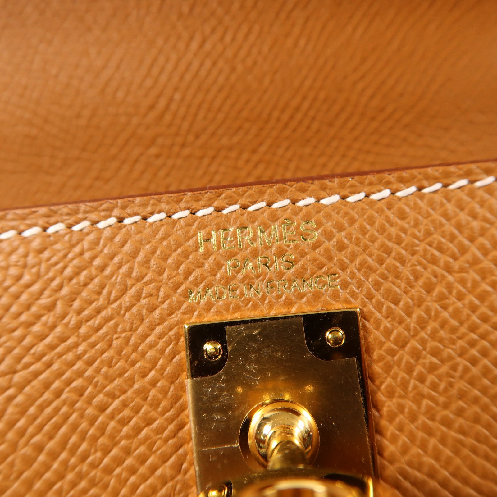 HERMES Epsom皮革Kelly 25金扣手挽肩背兩用袋金色