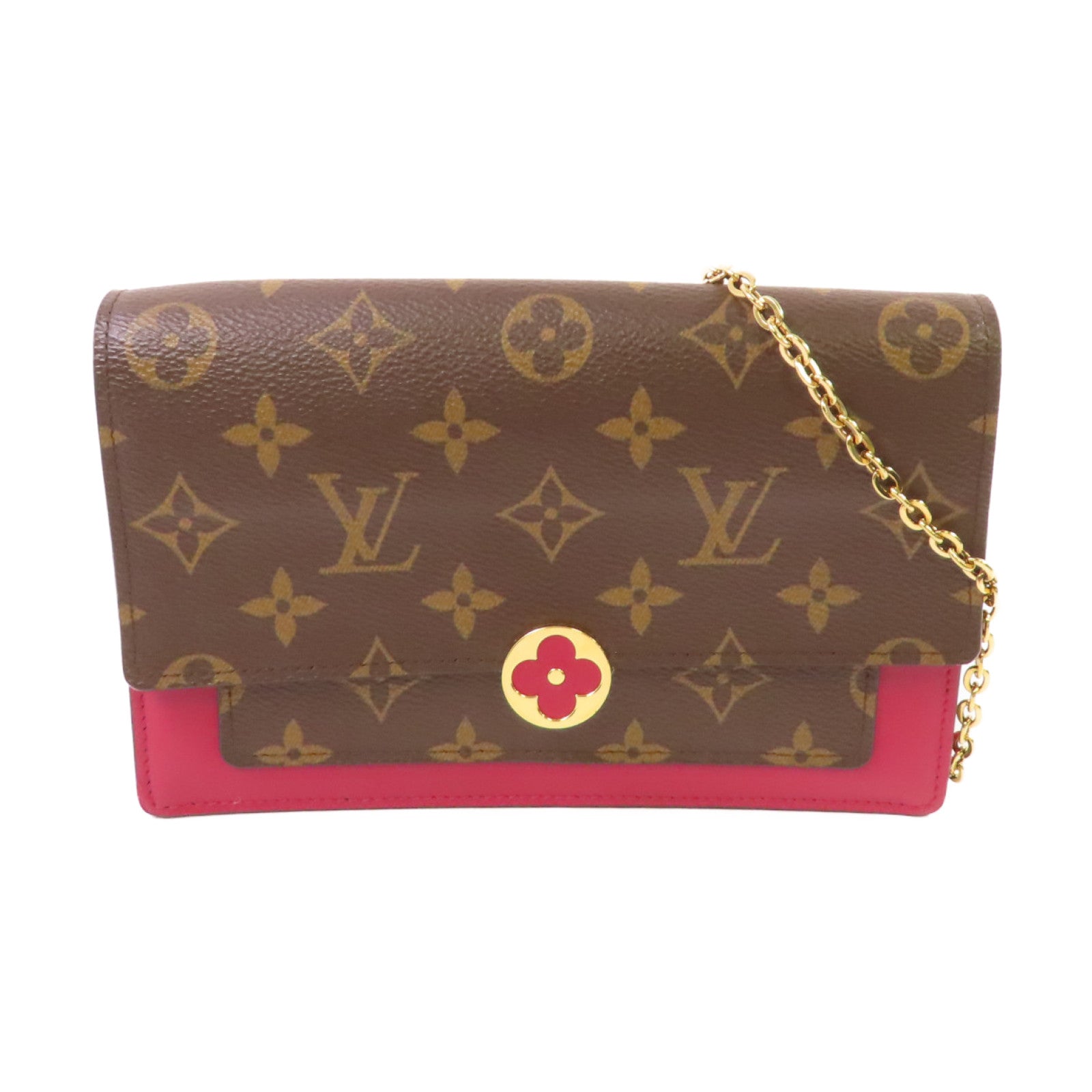 LOUIS VUITTON Monogram Flore Chai Shoulder Bag金扣肩背袋啡色/酒紅色