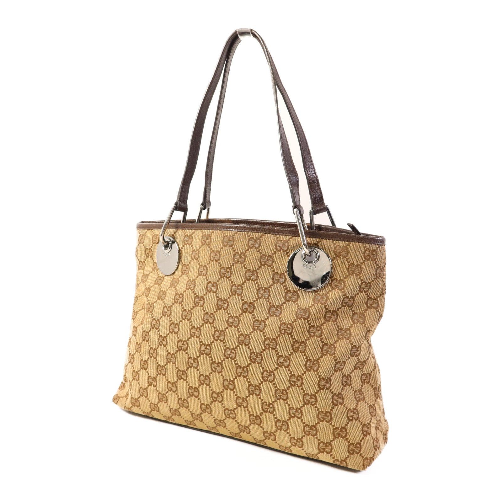 GUCCI 帆布Shoulder Bag銀扣肩背袋