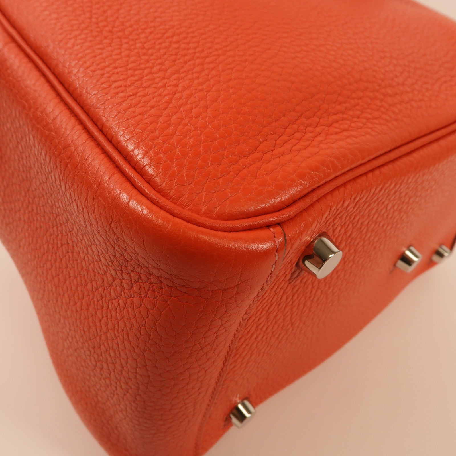 HERMES Clemence皮革Lindy 26銀扣手挽肩背兩用袋Rose Jaipur