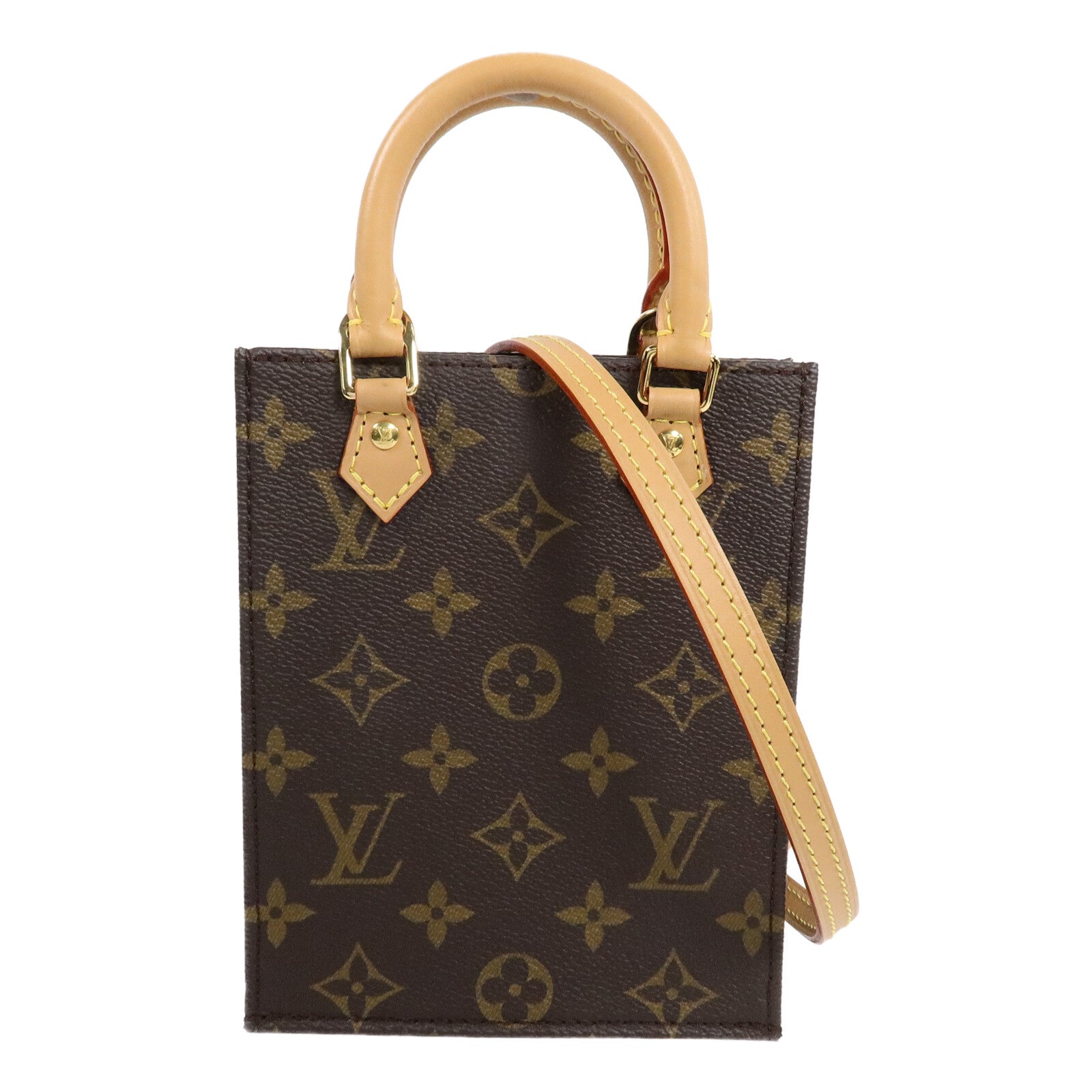 LOUIS VUITTON Monogram Petit Sac Plat手挽肩背兩用袋