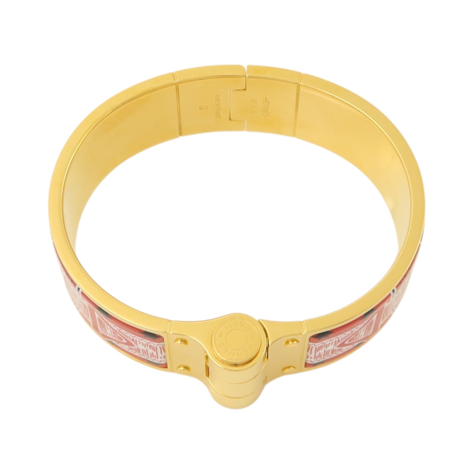 HERMES 金屬/琺瑯Charniere Wide Bangle金扣手鐲