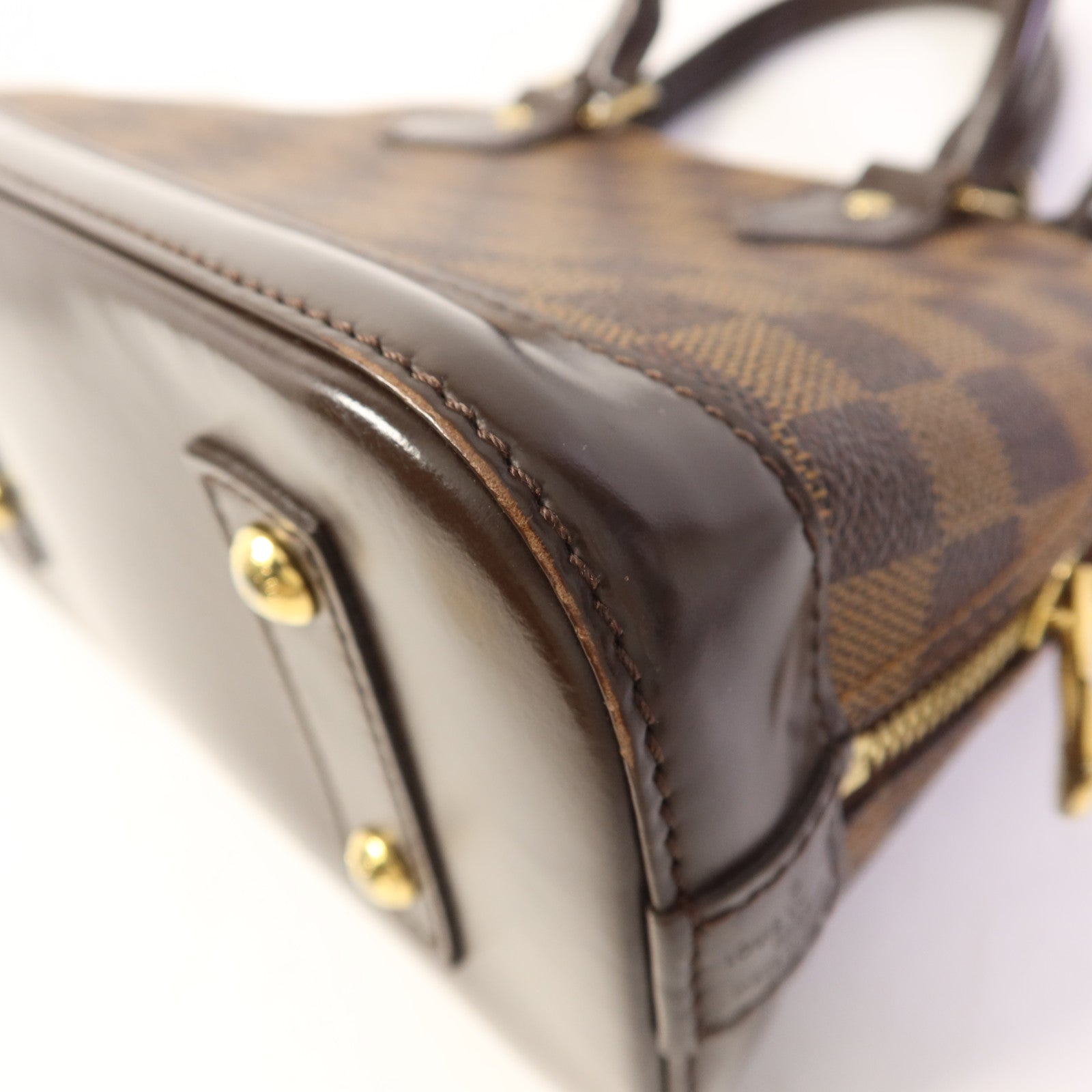 LOUIS VUITTON Damier Alma BB金扣手挽肩背兩用袋棕色