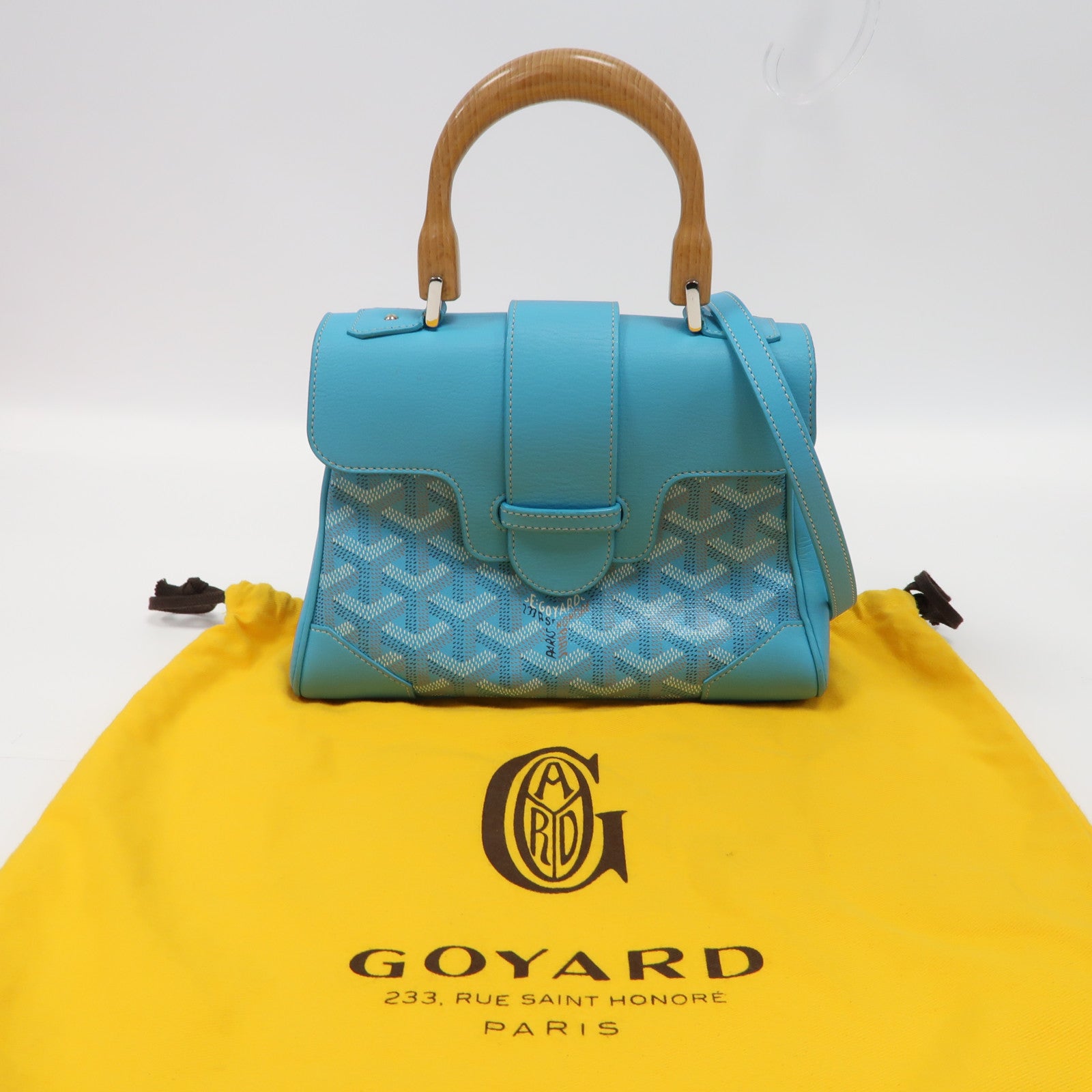 GOYARD 【激減優惠】塗層帆布Saigon Souple Mini Bag銀扣手挽肩背兩用袋藍色