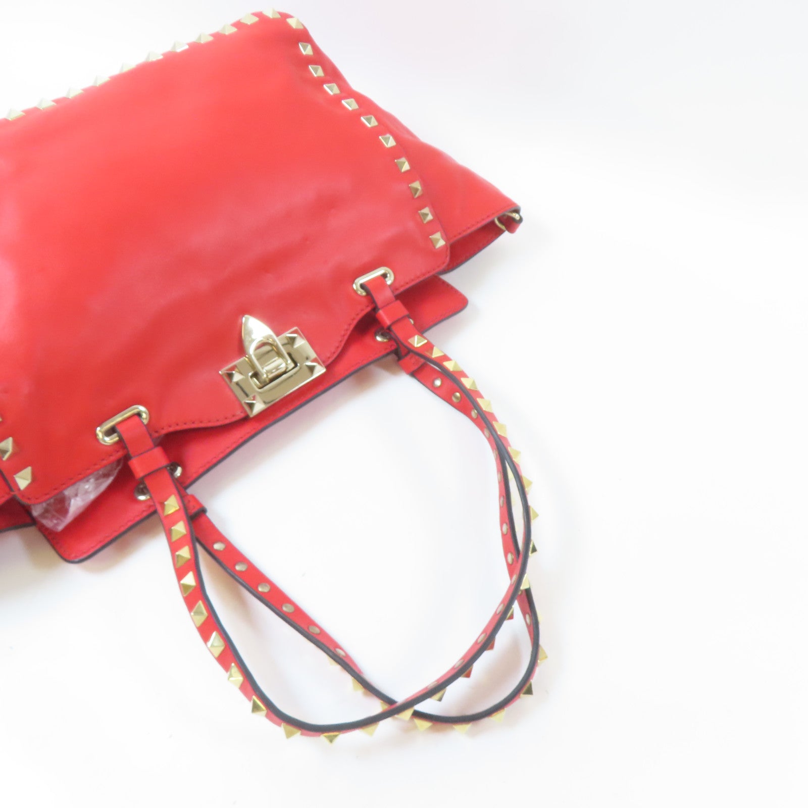 Valentino 牛皮皮革2 Way Shoulder Bag金扣手挽肩背兩用袋紅色