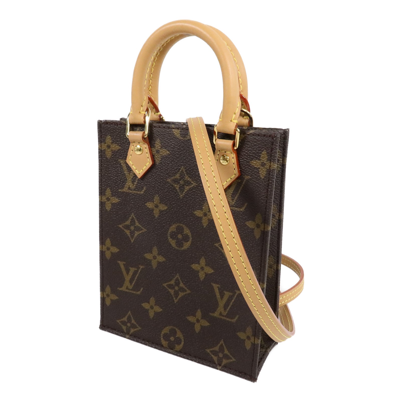 LOUIS VUITTON Monogram Petit Sac Plat手挽肩背兩用袋