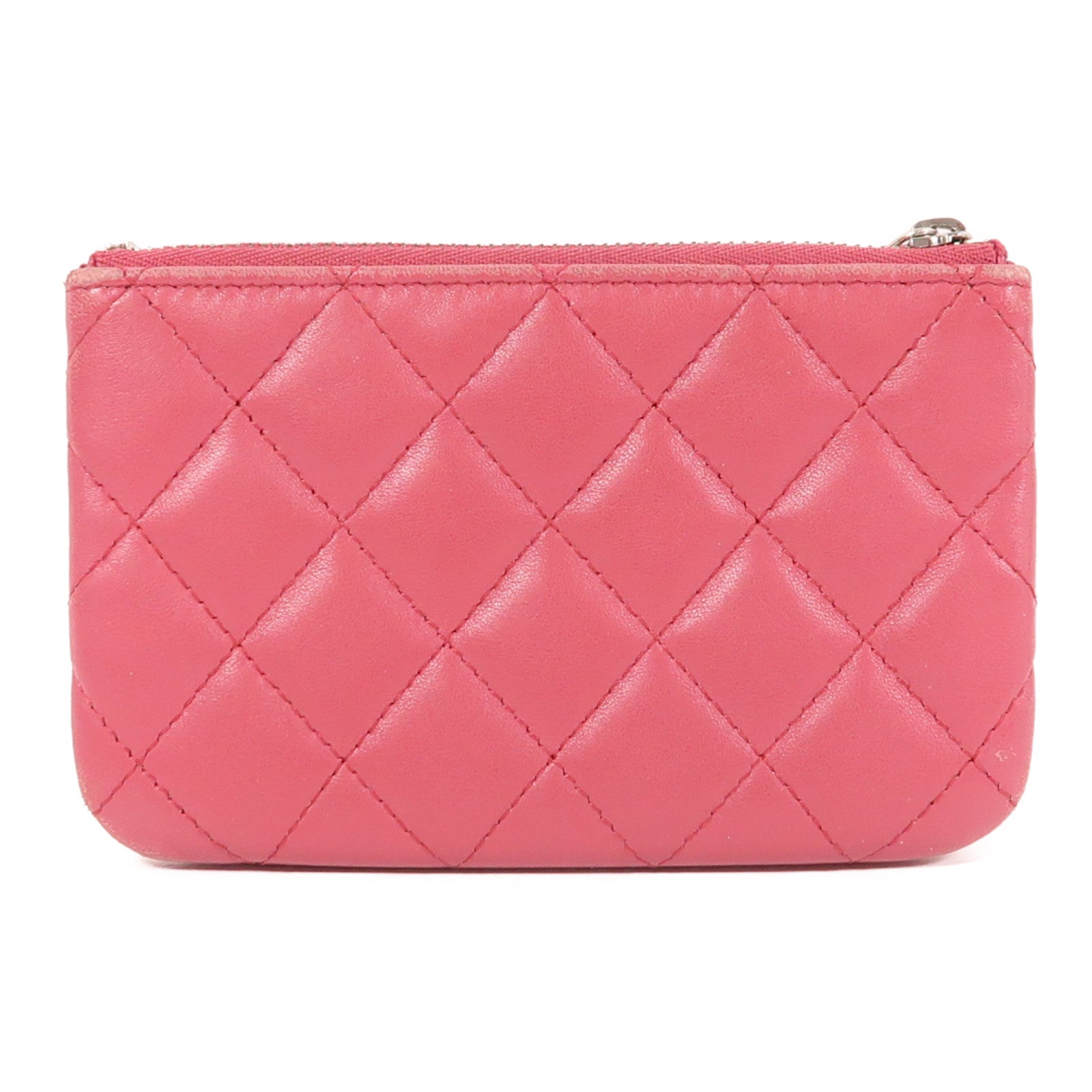 CHANEL 羊皮皮革Pouch Wallet銀扣錢包