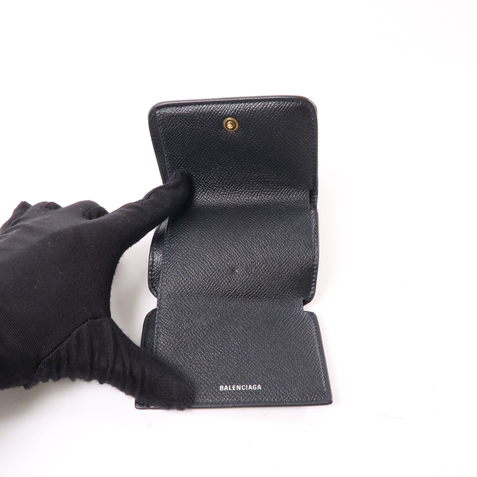 BALENCIAGA 牛皮皮革Wallet金扣錢包黑色