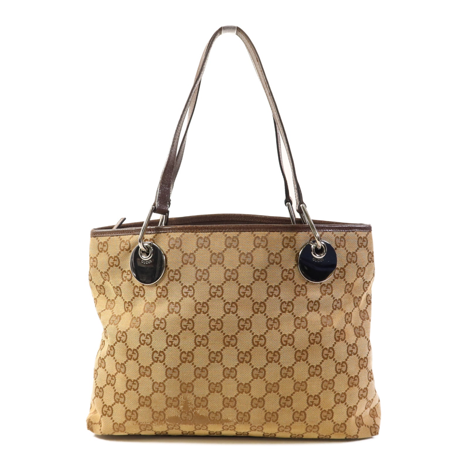 GUCCI 帆布Shoulder Bag銀扣肩背袋