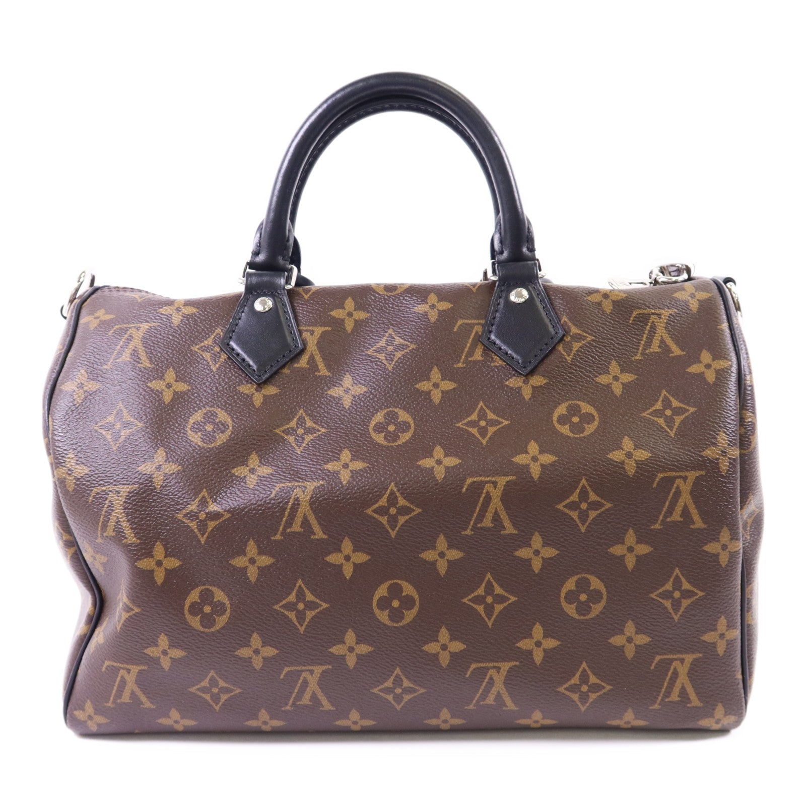 LOUIS VUITTON Monogram Speedy Soft 30 Dark銀扣手挽肩背兩用袋