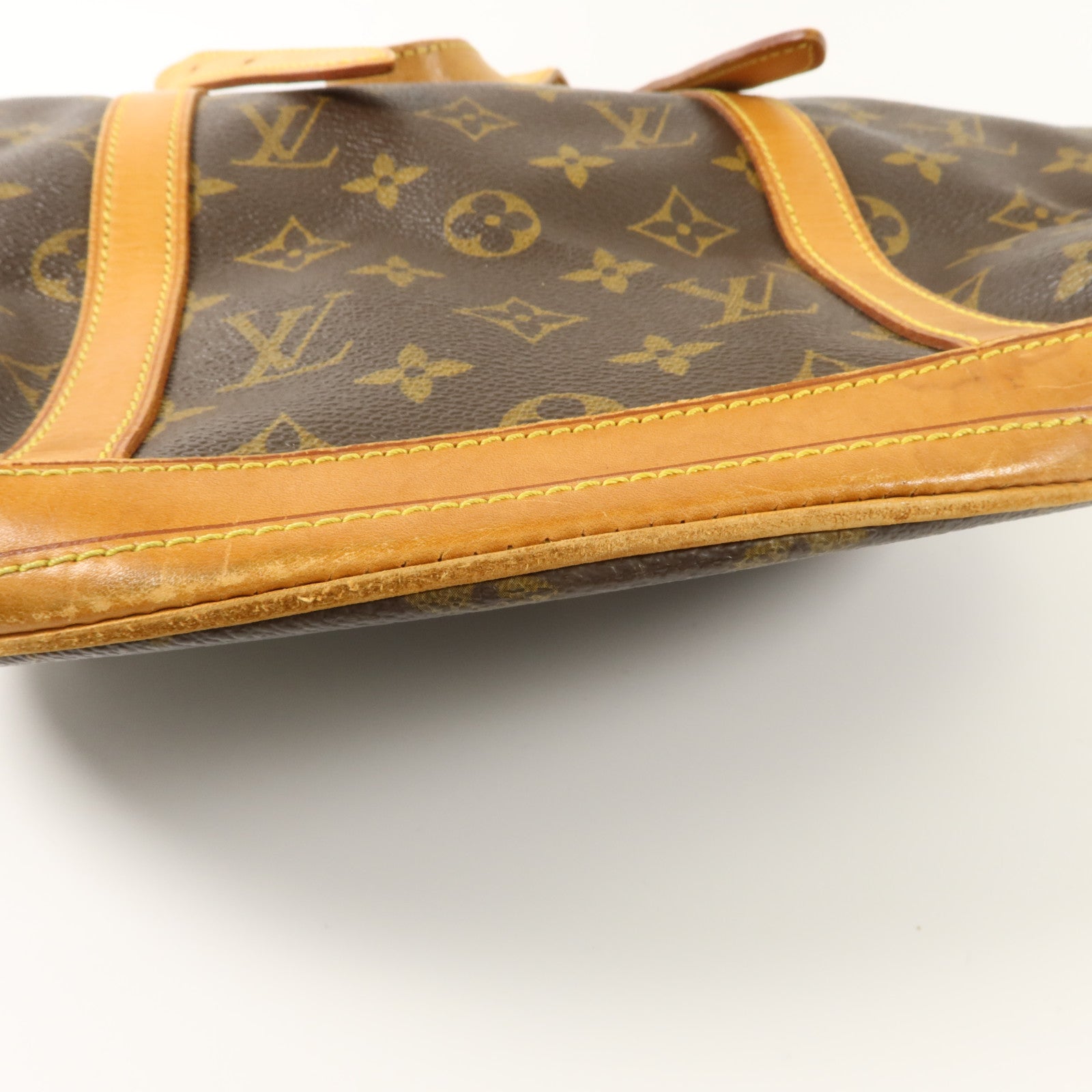 LOUIS VUITTON Monogram Bucket GM金扣手挽袋棕色