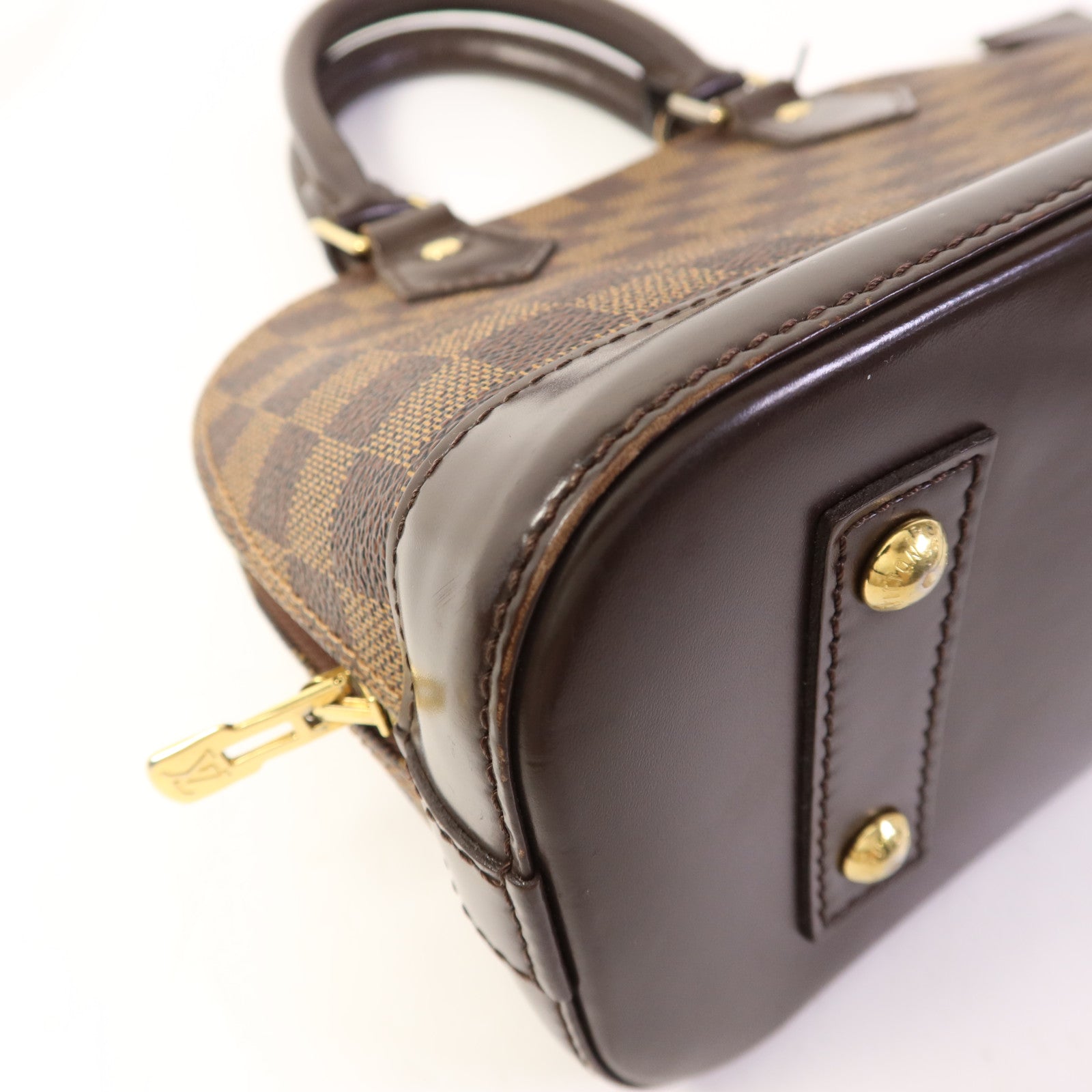 LOUIS VUITTON Damier Alma BB金扣手挽肩背兩用袋棕色