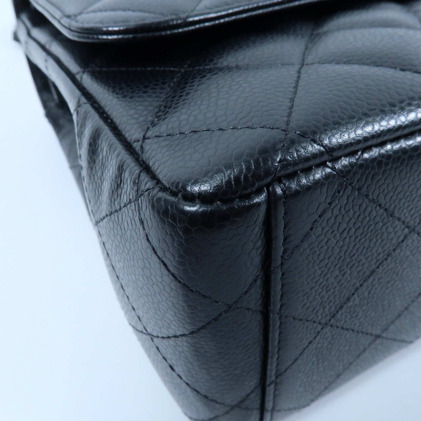 CHANEL 牛皮皮革Classic Maxi銀扣鏈帶肩背袋