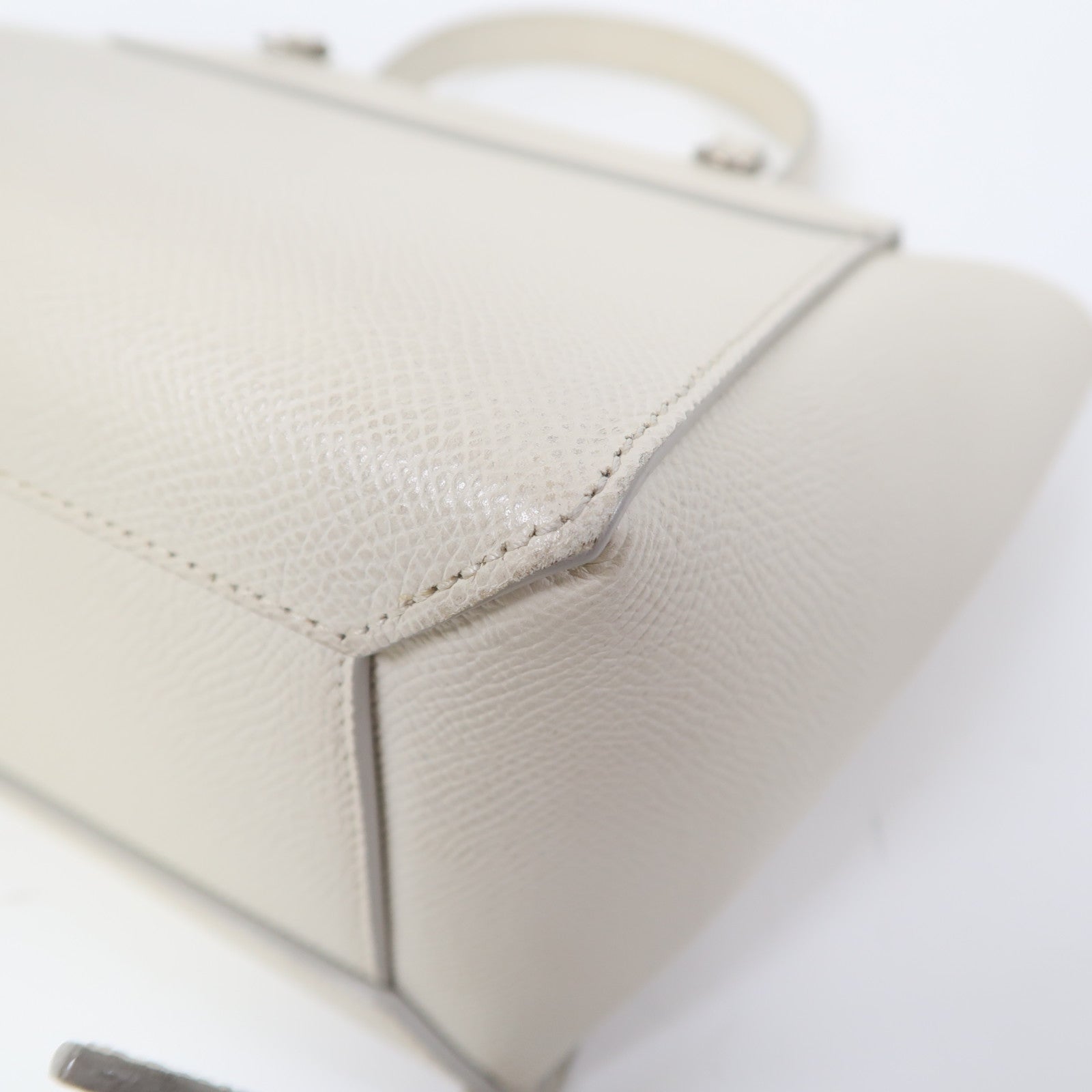 CELINE 牛皮皮革Hand Bag銀扣手挽肩背兩用袋米白色